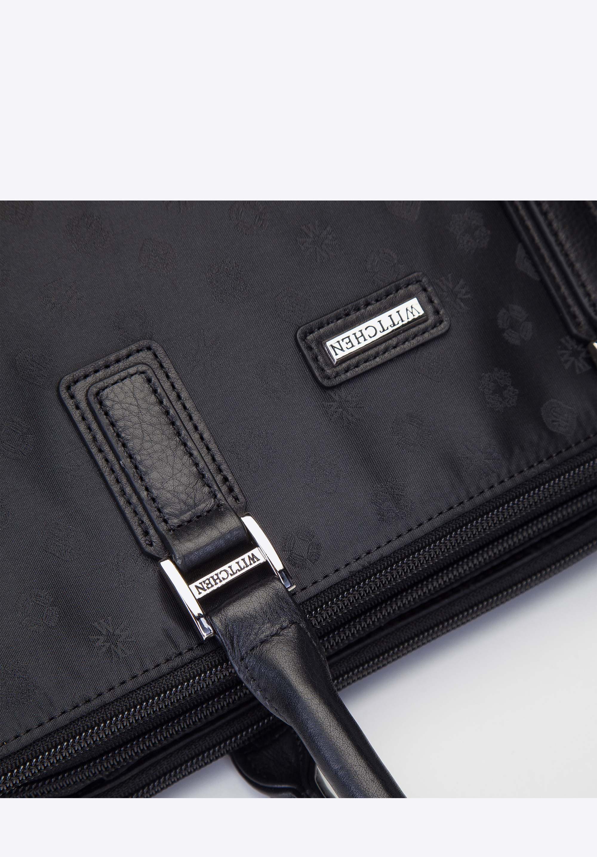 Kuferek z żakardu i skóry z monogramem