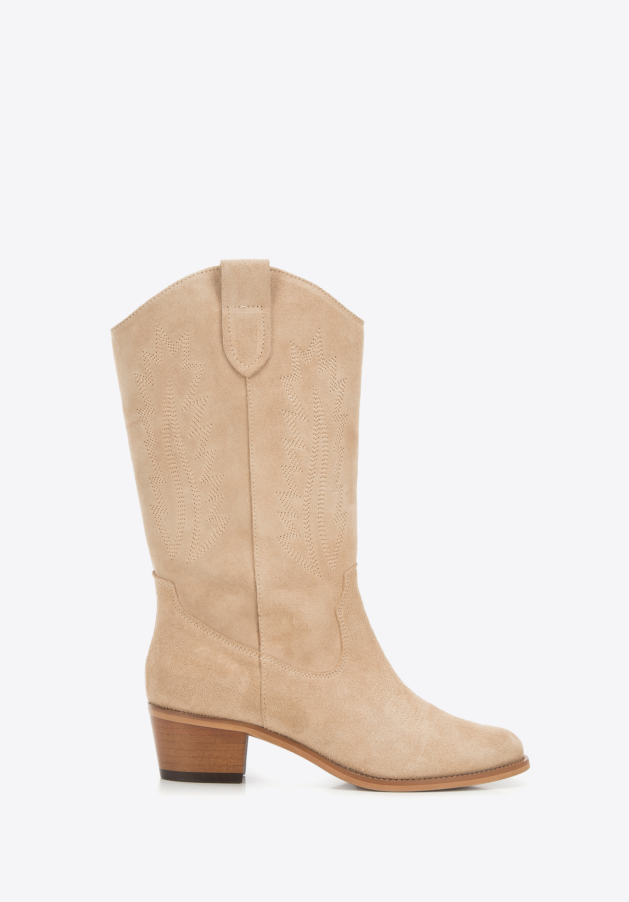 Kowbojki zamszowe haftowane wysokie