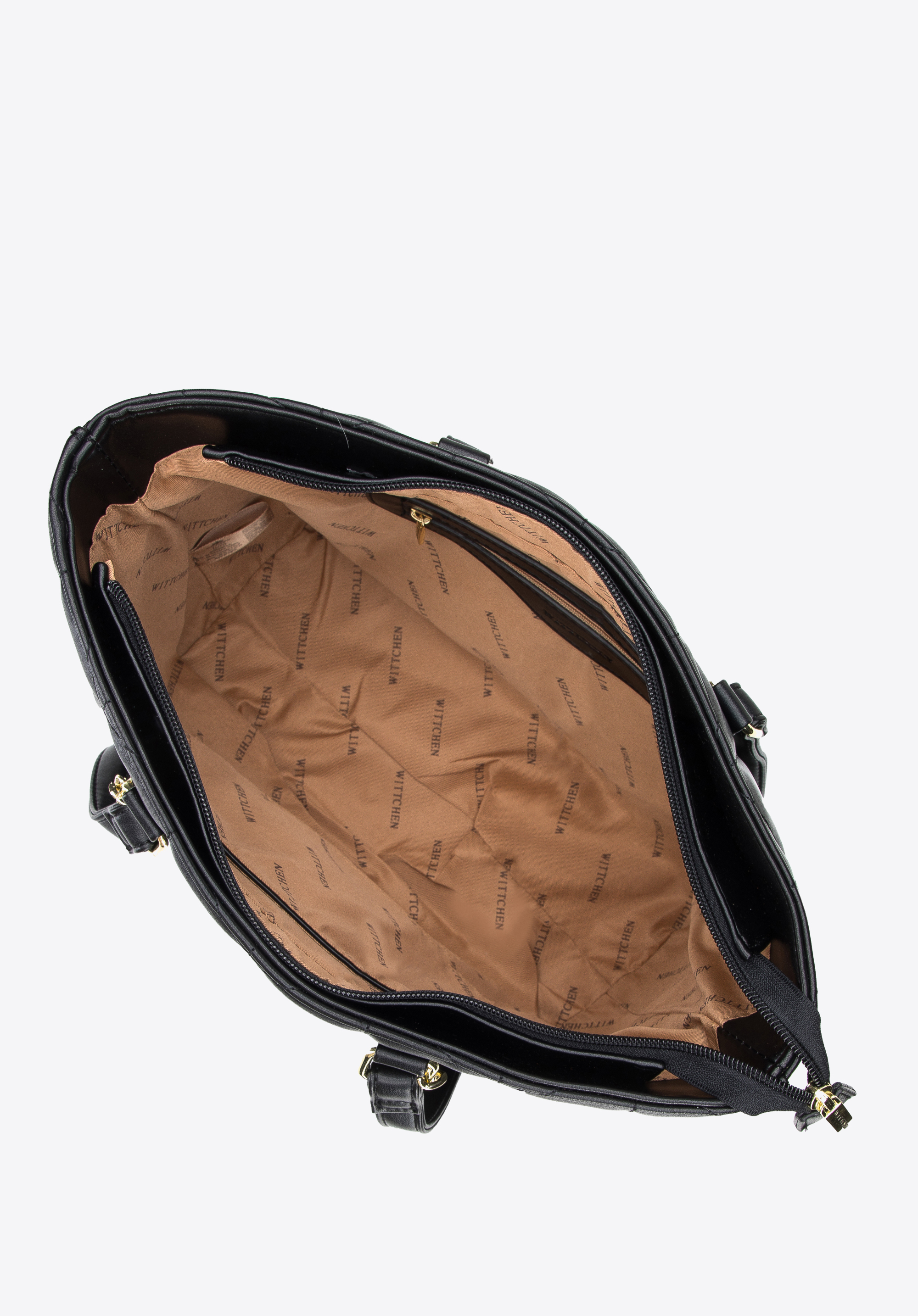 Torebka shopperka z ekoskóry pikowanej w trójkąty z łańcuszkiem