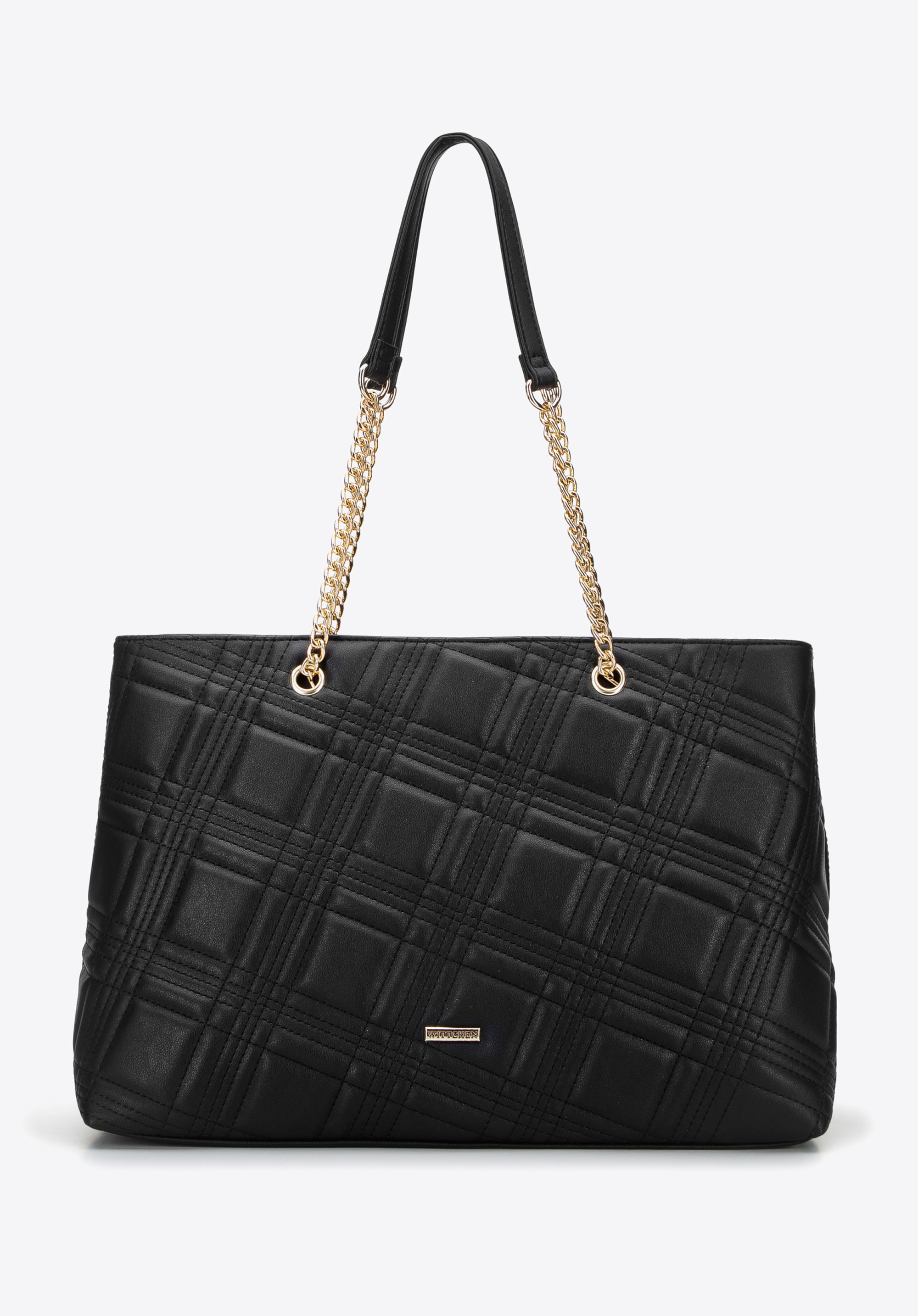 Torebka shopperka z pikowanej ekoskóry na łańcuszku