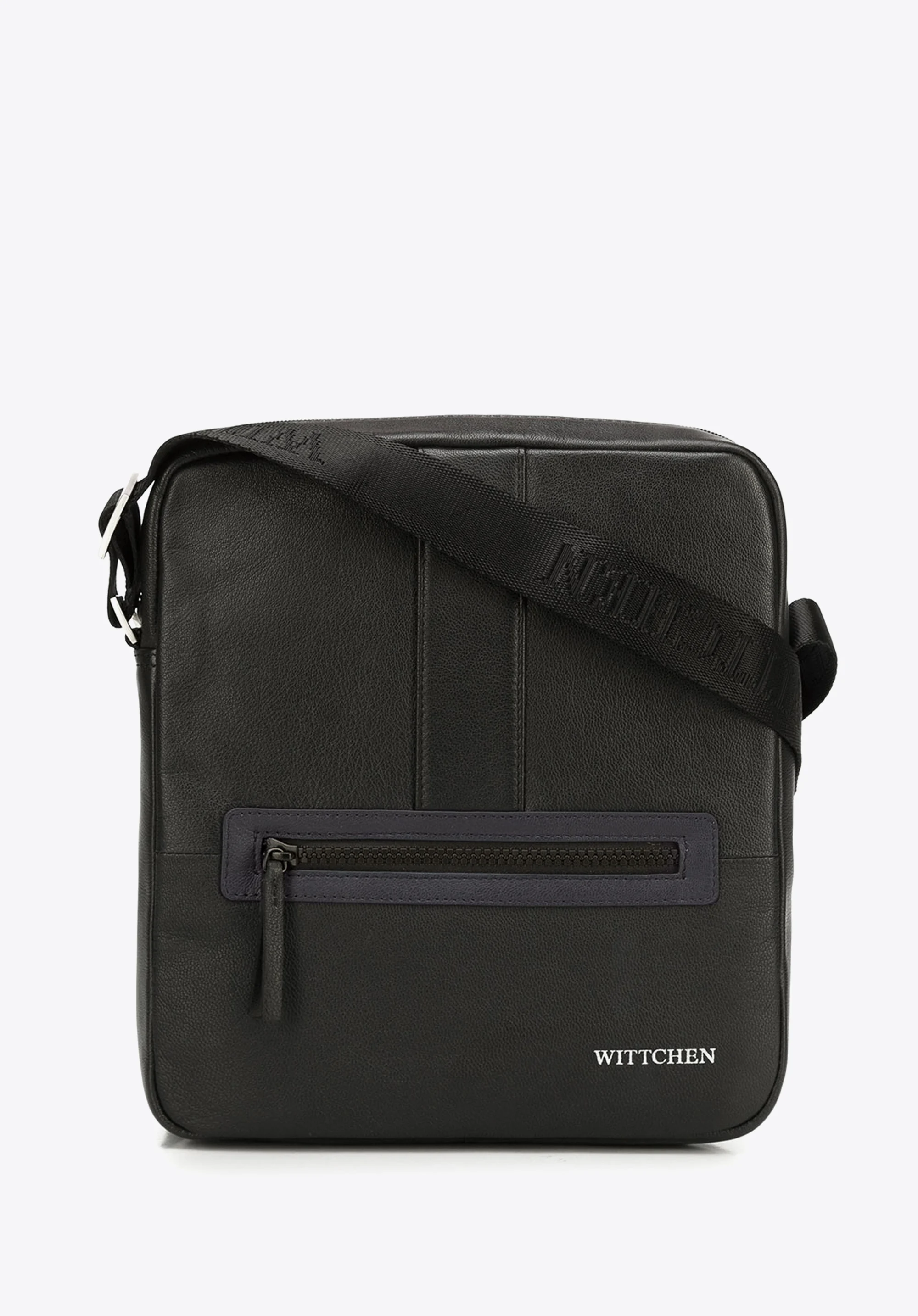 Męska listonoszka skórzana stębnowana średnia