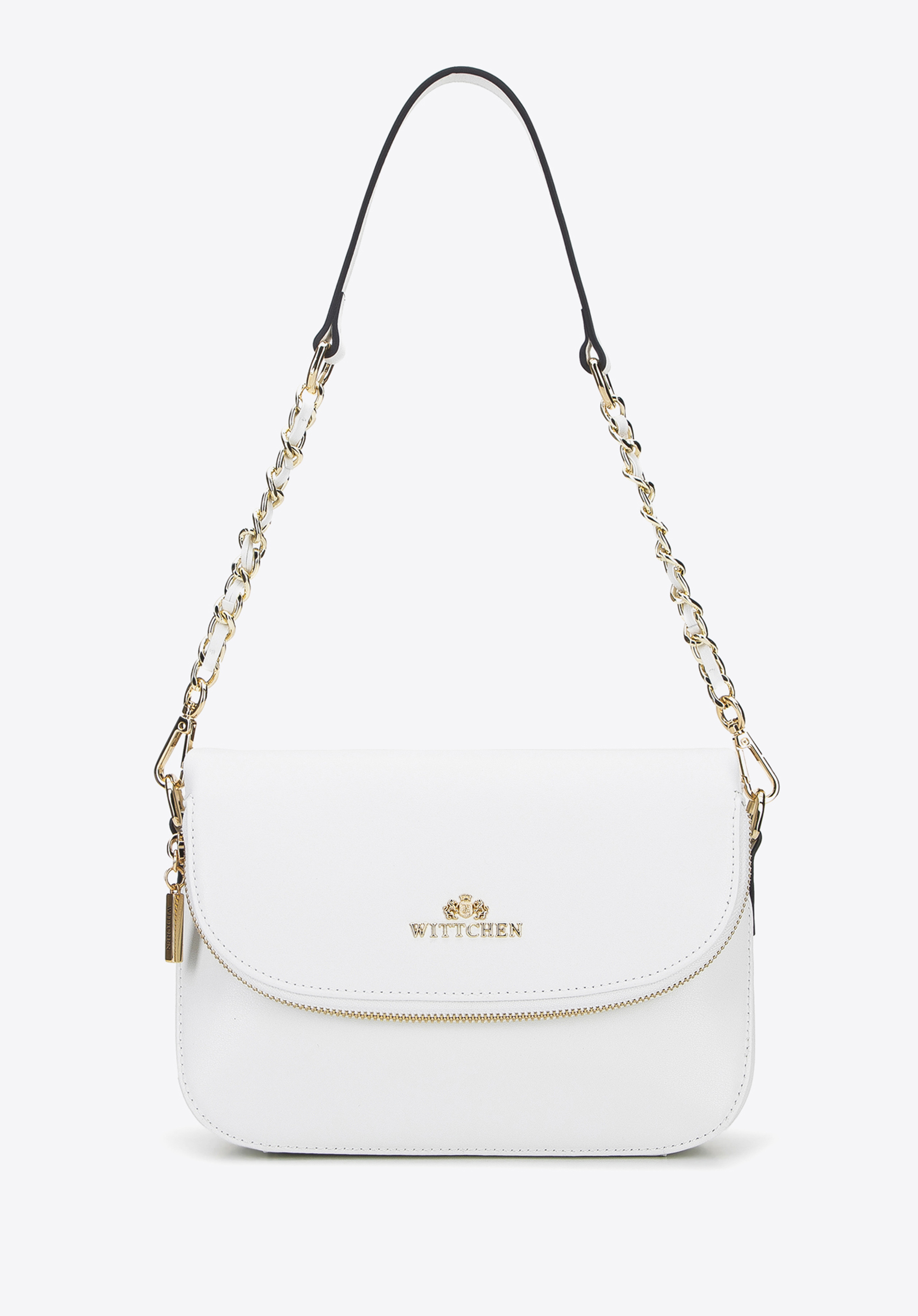 Damska listonoszka skórzana z kieszenią w klapie mała