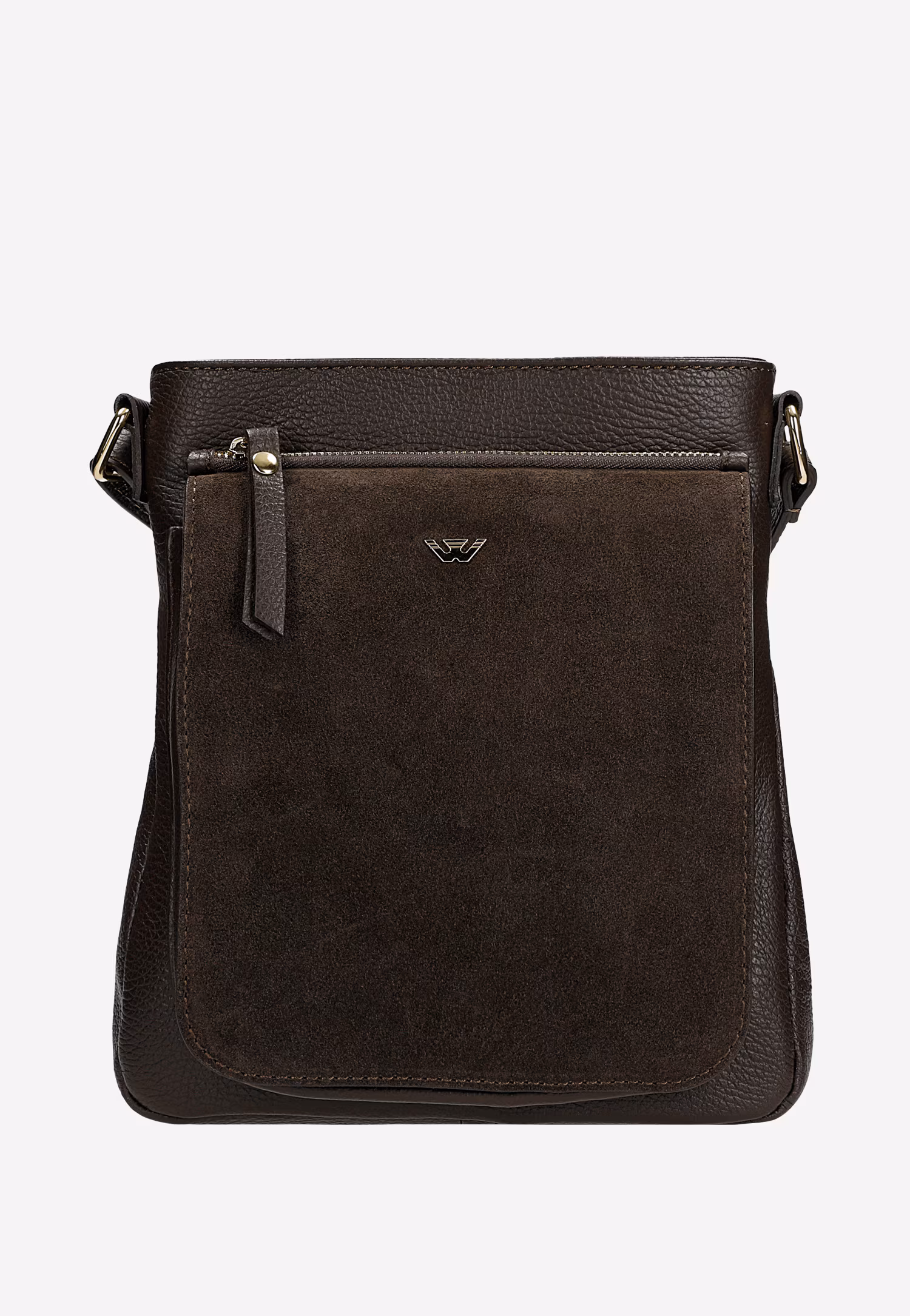 Beżowa listonoszka damska z łączonych skór