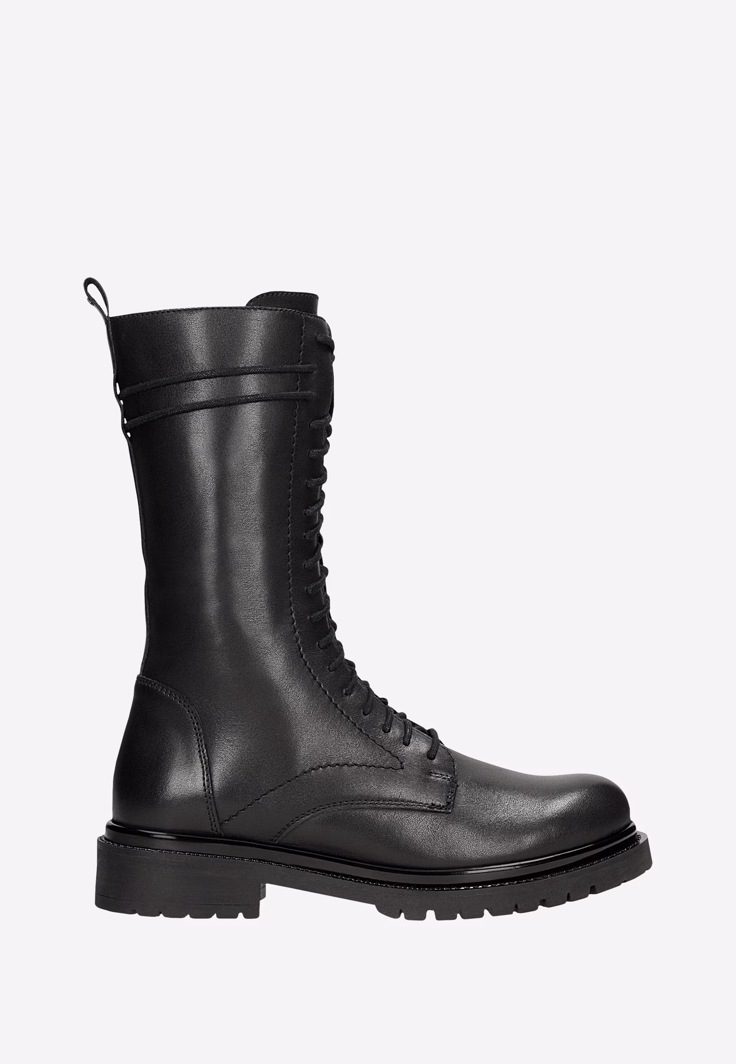 Czarne skórzane trzewiki biker zapinane na zamek