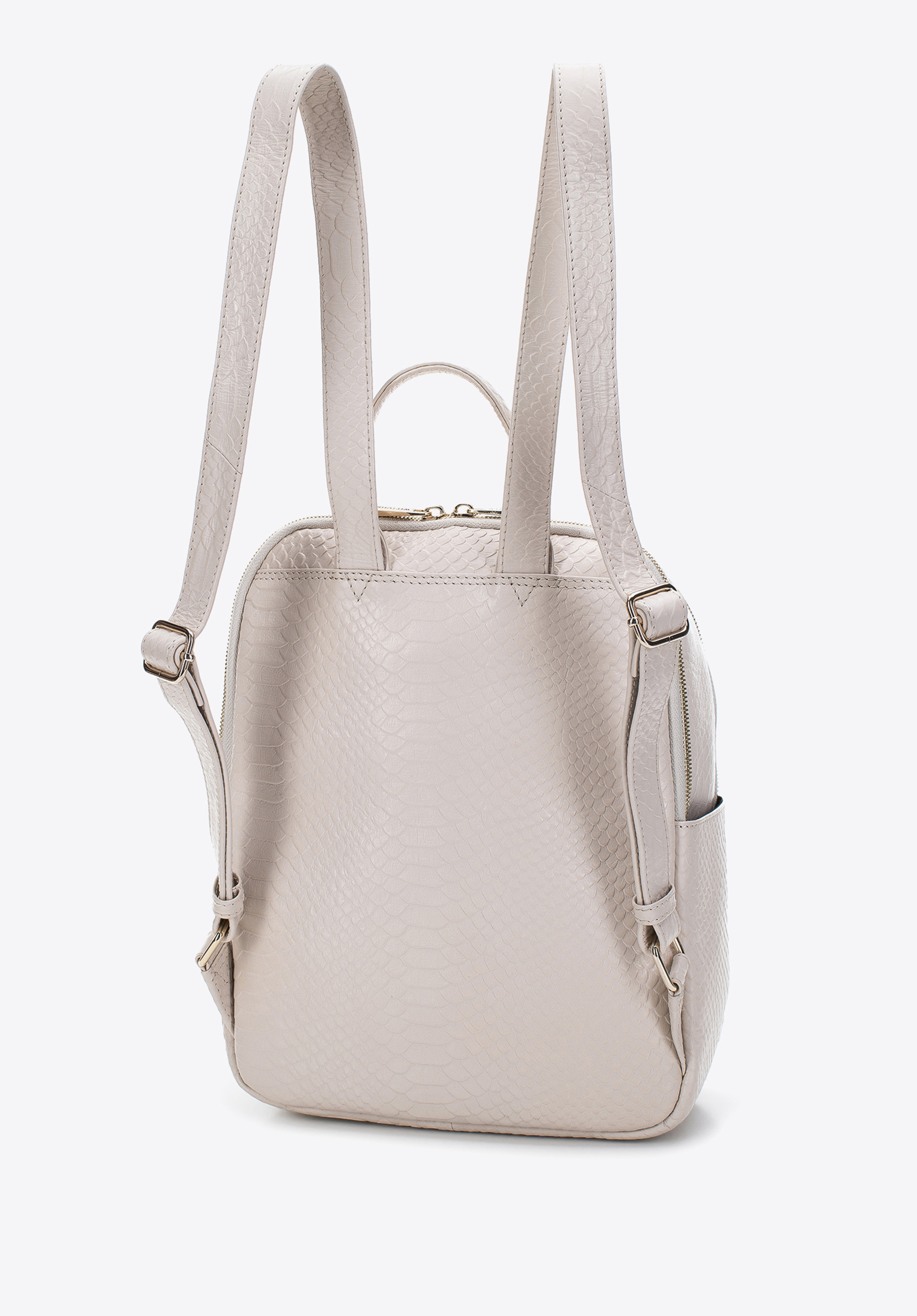 Damski plecak ze skóry o fakturze lizard dwukomorowy