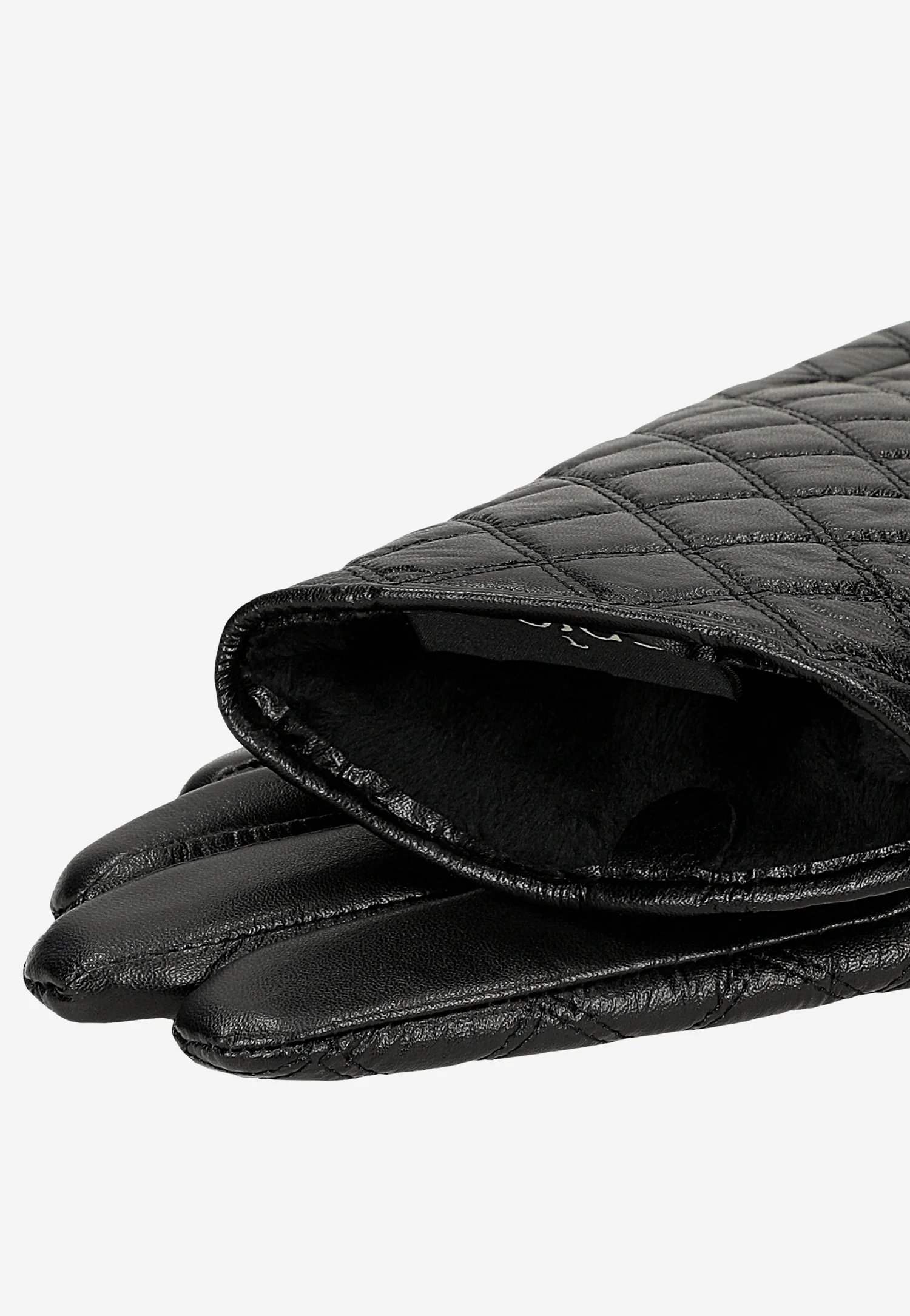 Czarne pikowane rękawiczki ze skóry