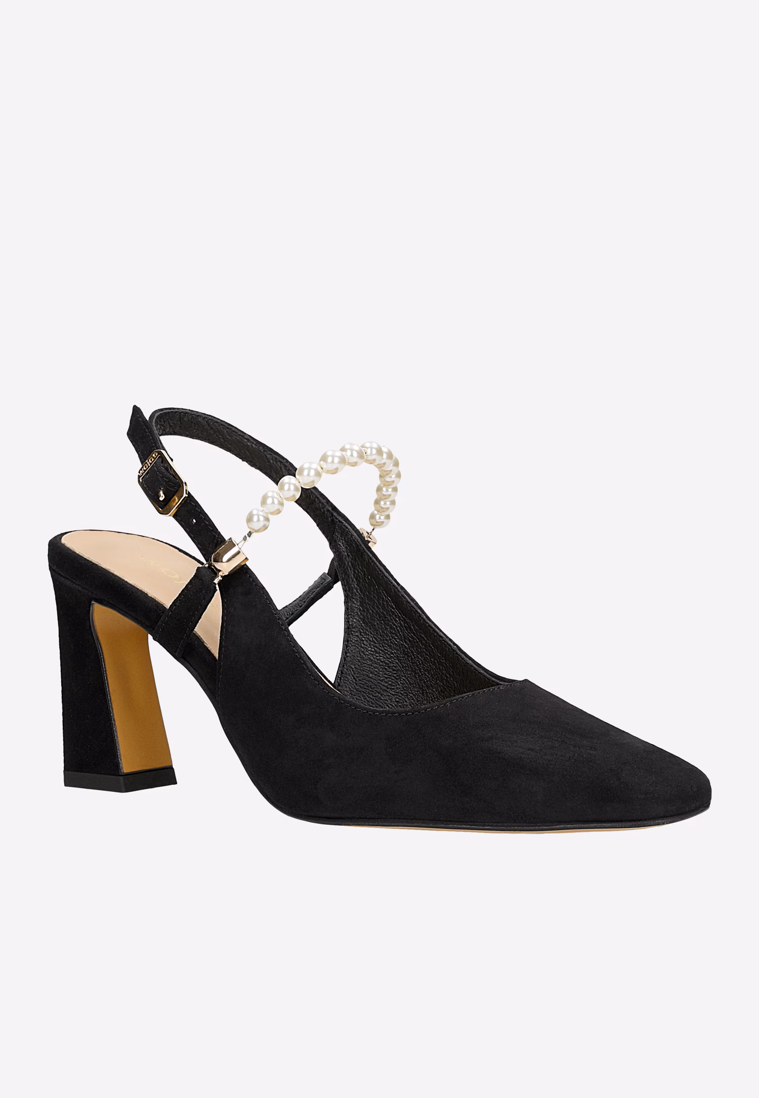 Eleganckie czółenka z ozdobnymi koralikami i odkrytą piętą