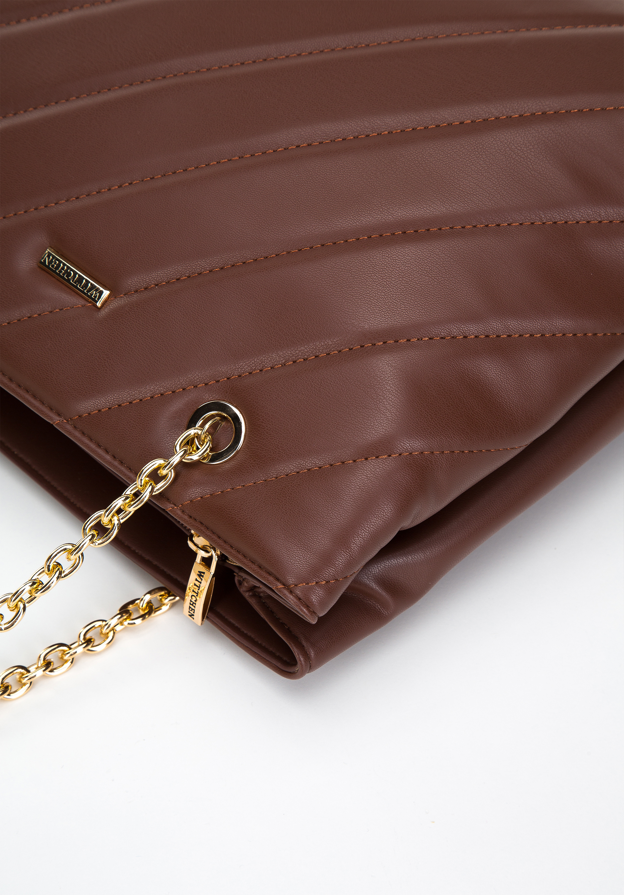 Torebka shopperka z ukośnym pikowaniem na łańcuszku