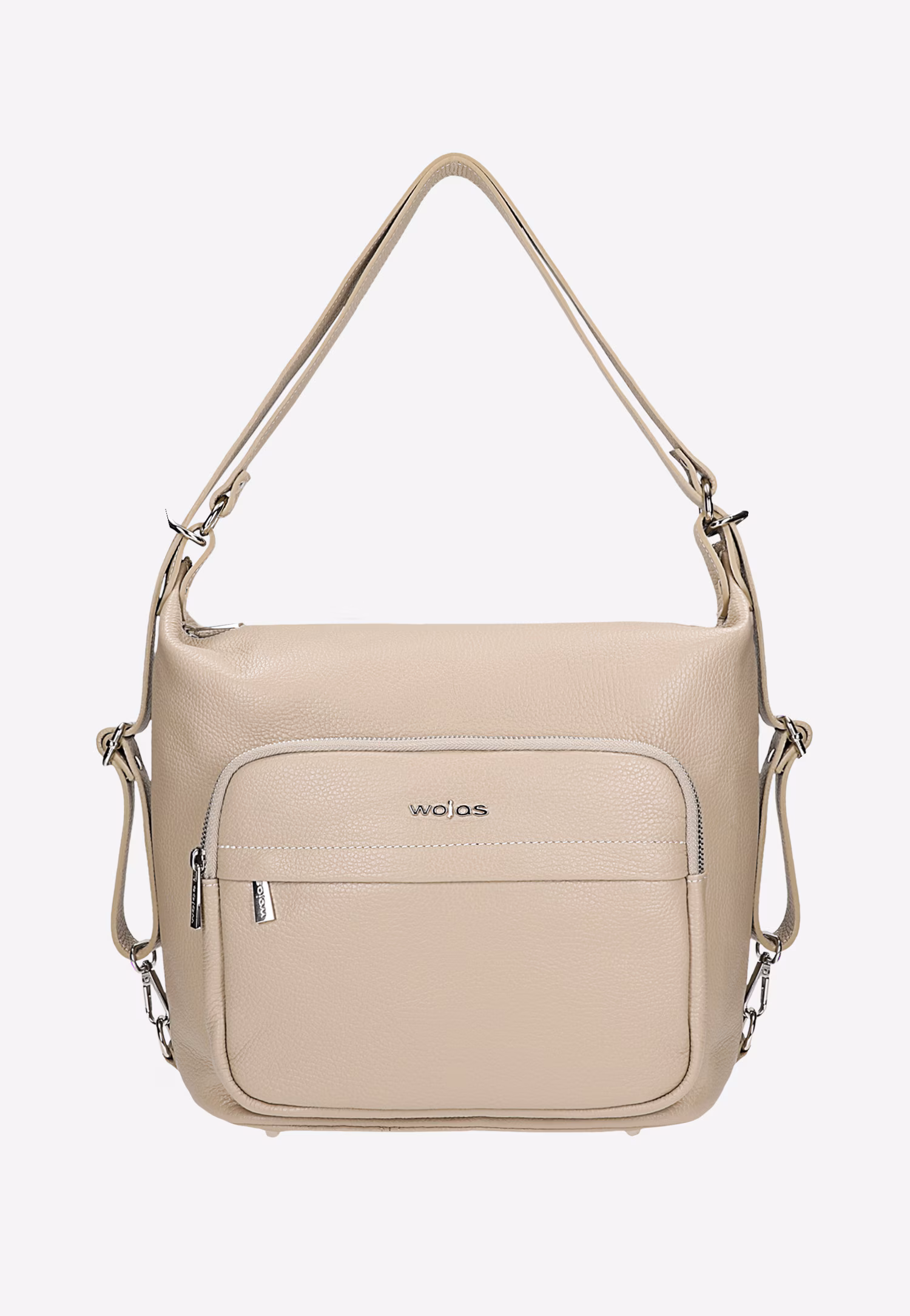 Beżowa torebka plecak 2w1 ze skóry licowej