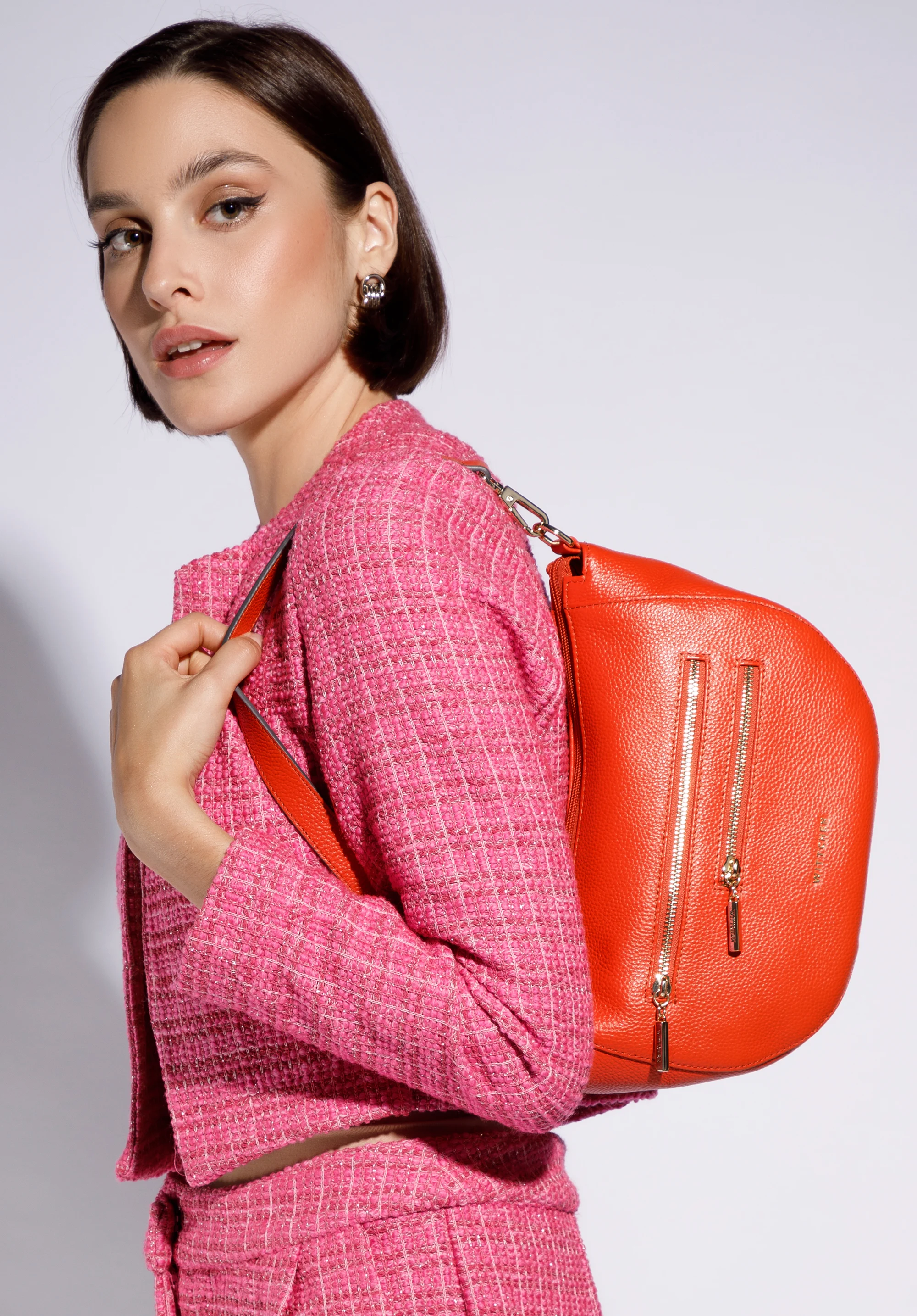 Torebka worek ze skóry z suwakami mała