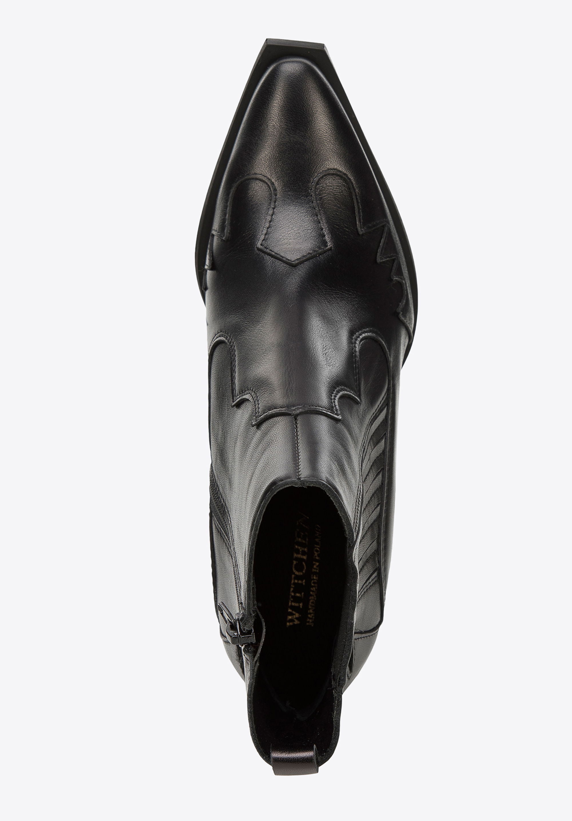 Kowbojki skórzane krótkie z kanciastym noskiem