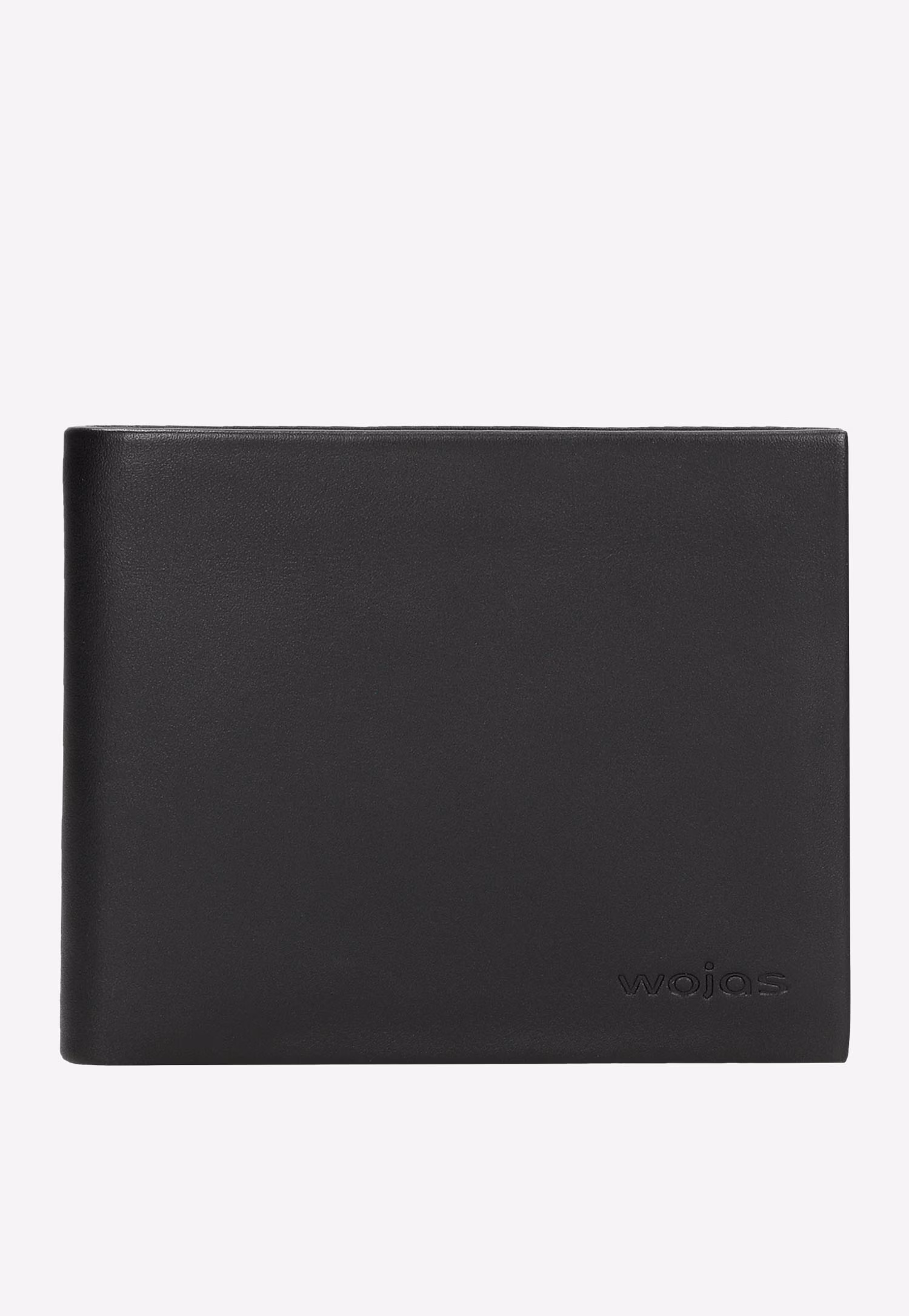 Czarny skórzany portfel męski poziomy