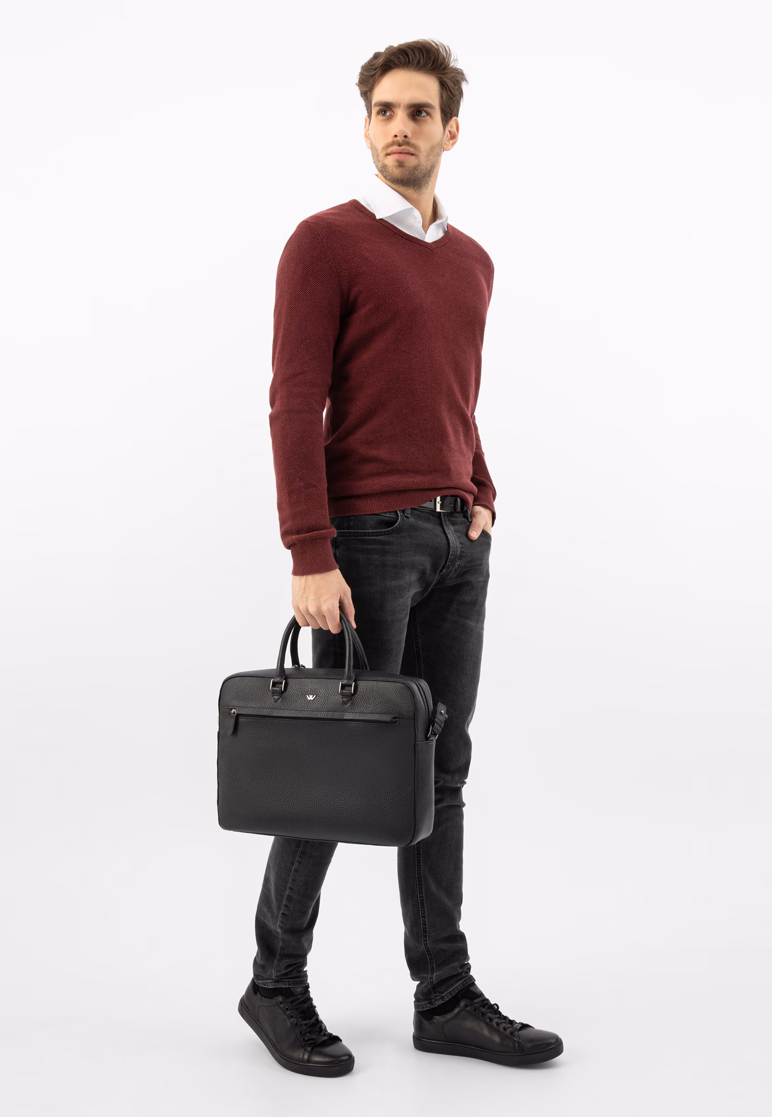 Czarna torba męska do ręki i na ramię