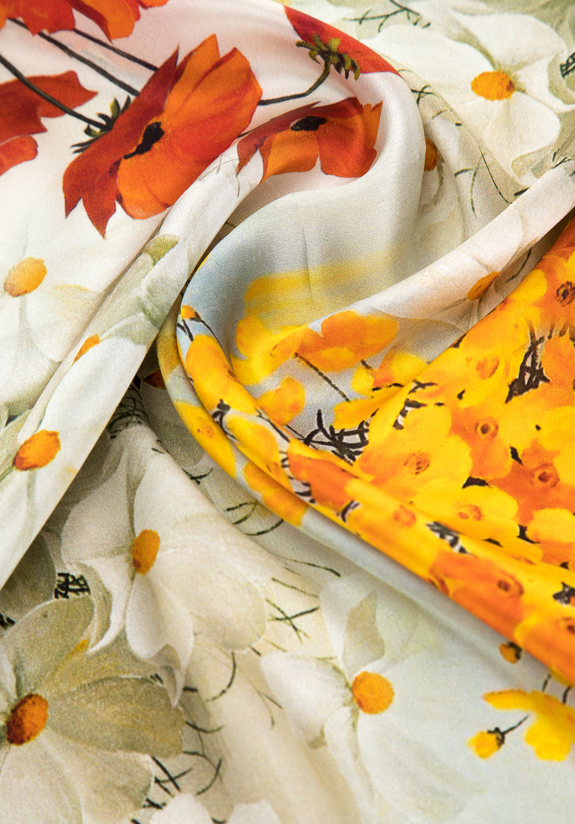 Damska chusta jedwabna we wzory duża