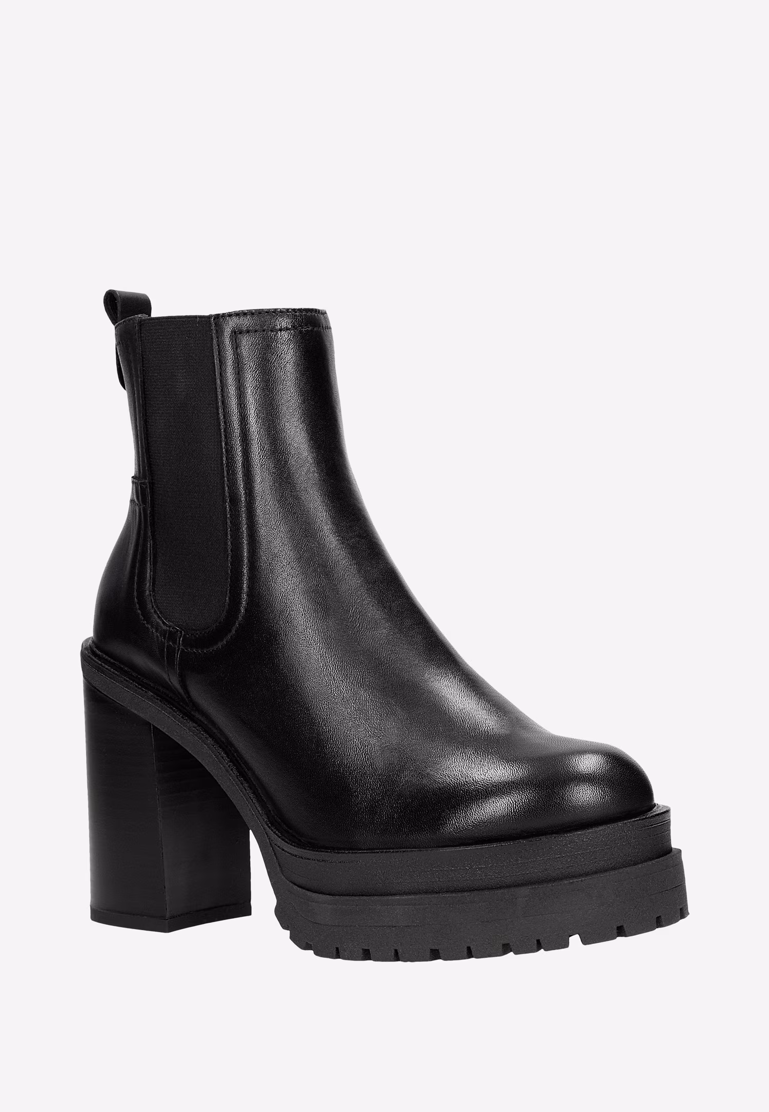 Czarne skórzane botki damskie na słupku