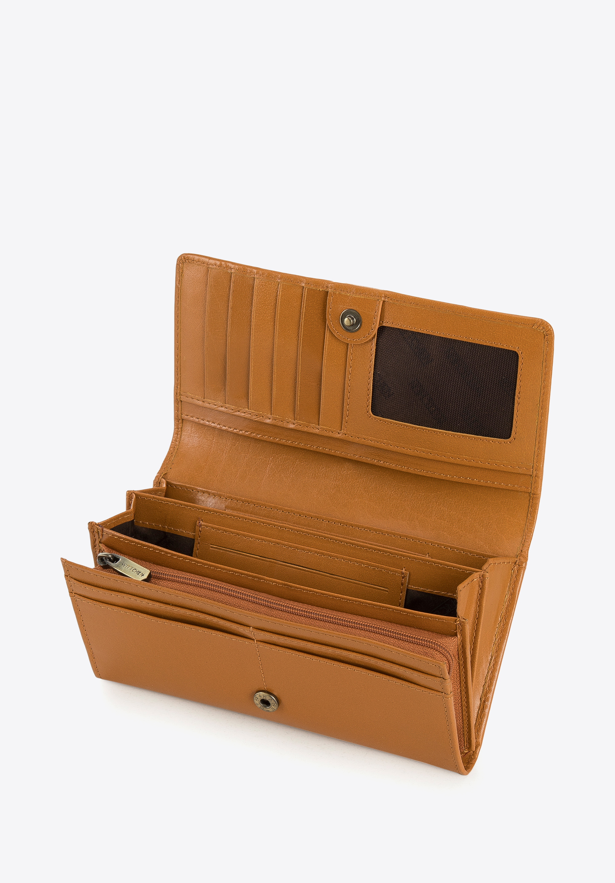 Damski portfel z gładkiej skóry poziomy