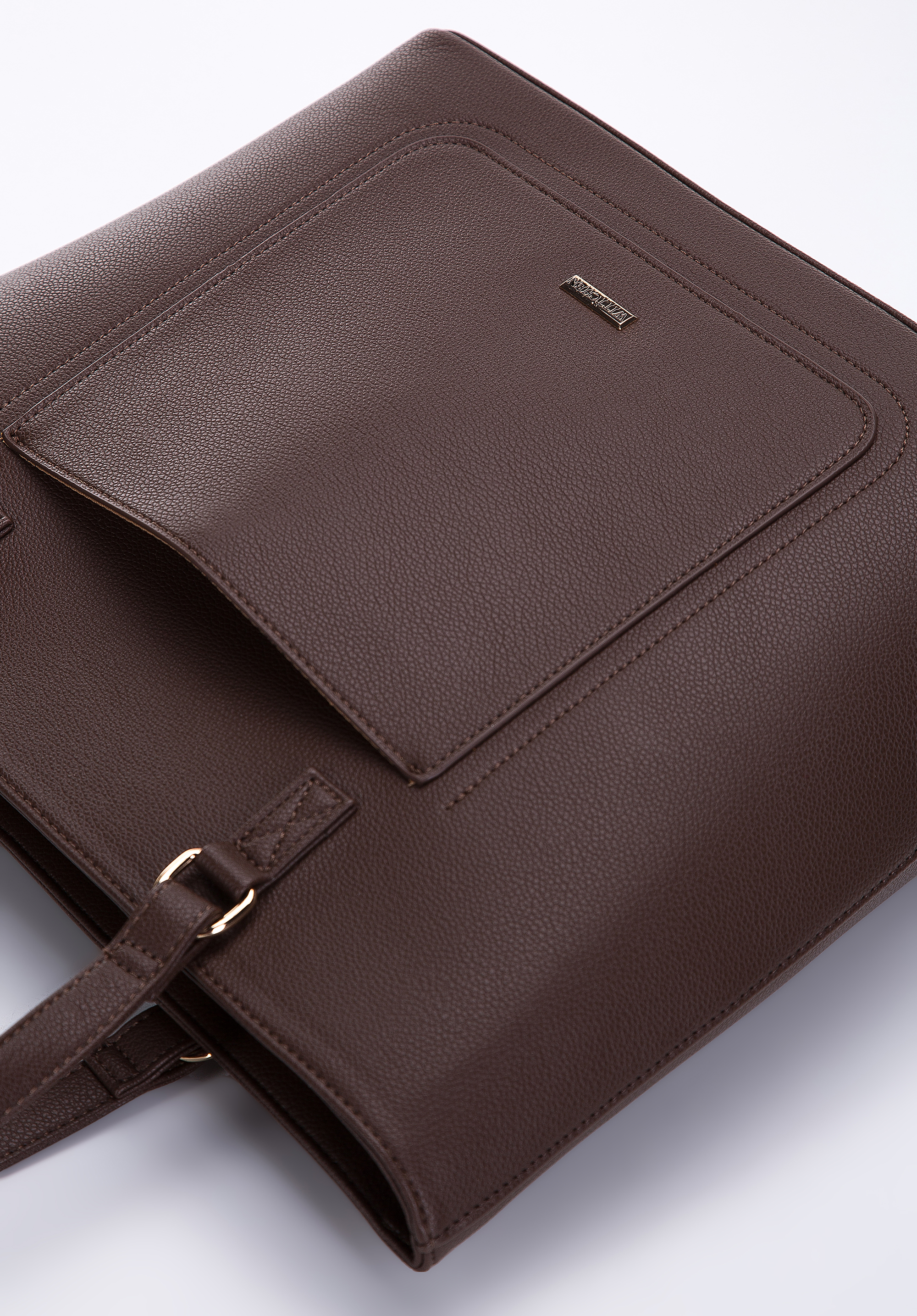 Torebka shopperka z ekoskóry z otwartą kieszenią z przodu