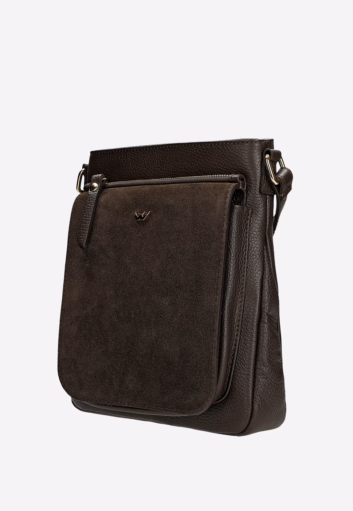 Beżowa listonoszka damska z łączonych skór