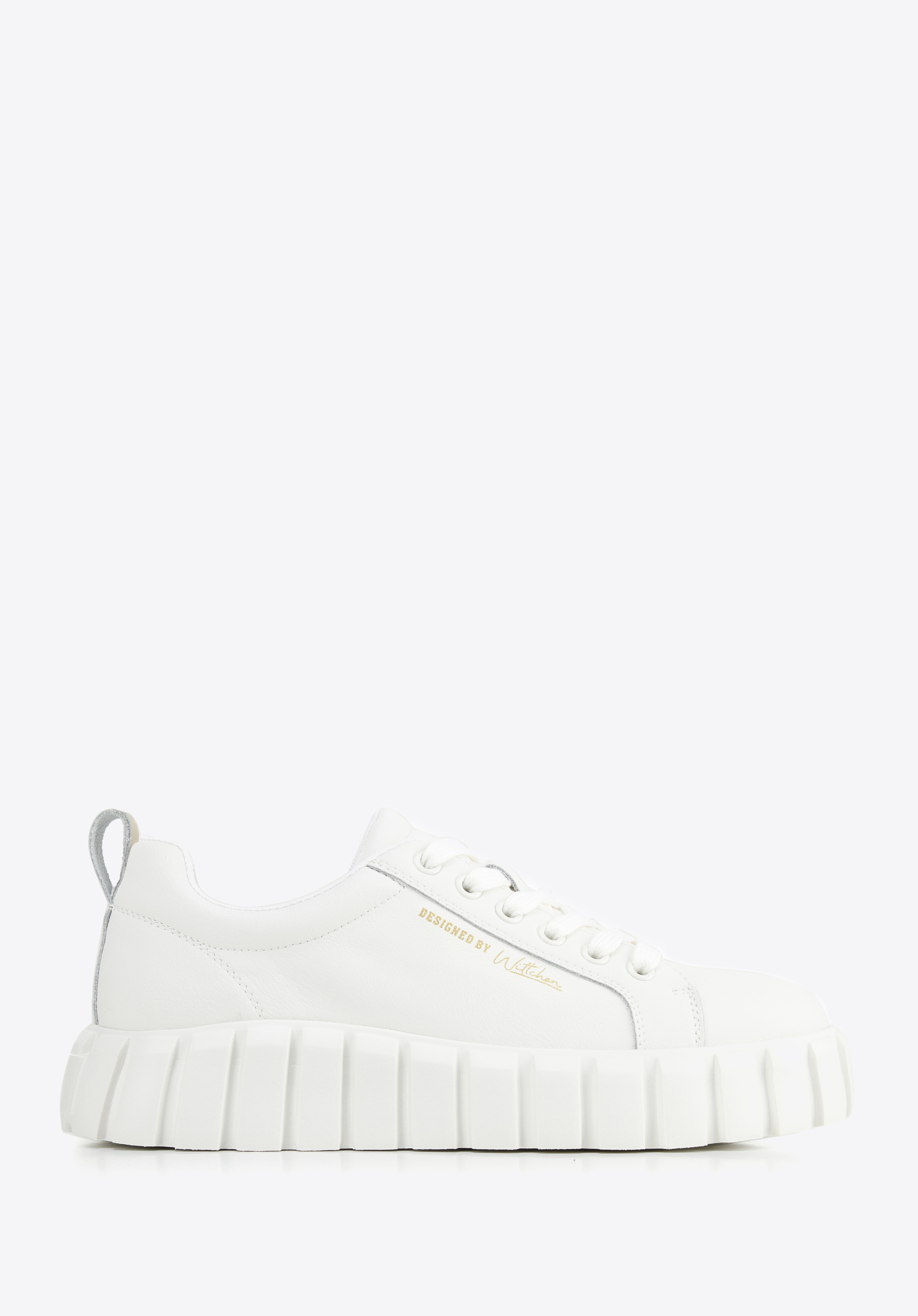 Damskie sneakersy ze skóry na grubej podeszwie