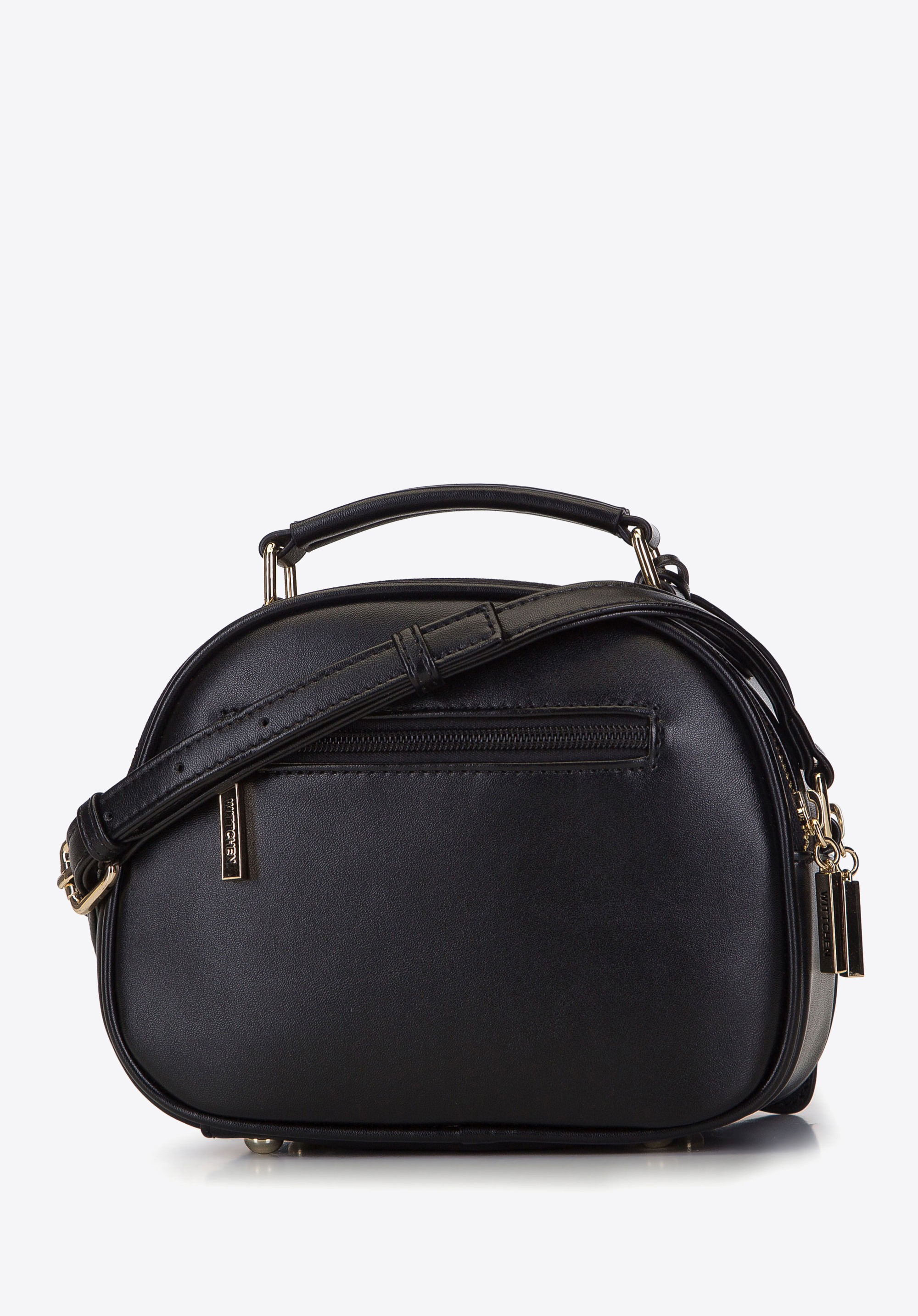 Damska listonoszka ze skóry z pokryciem bouclé