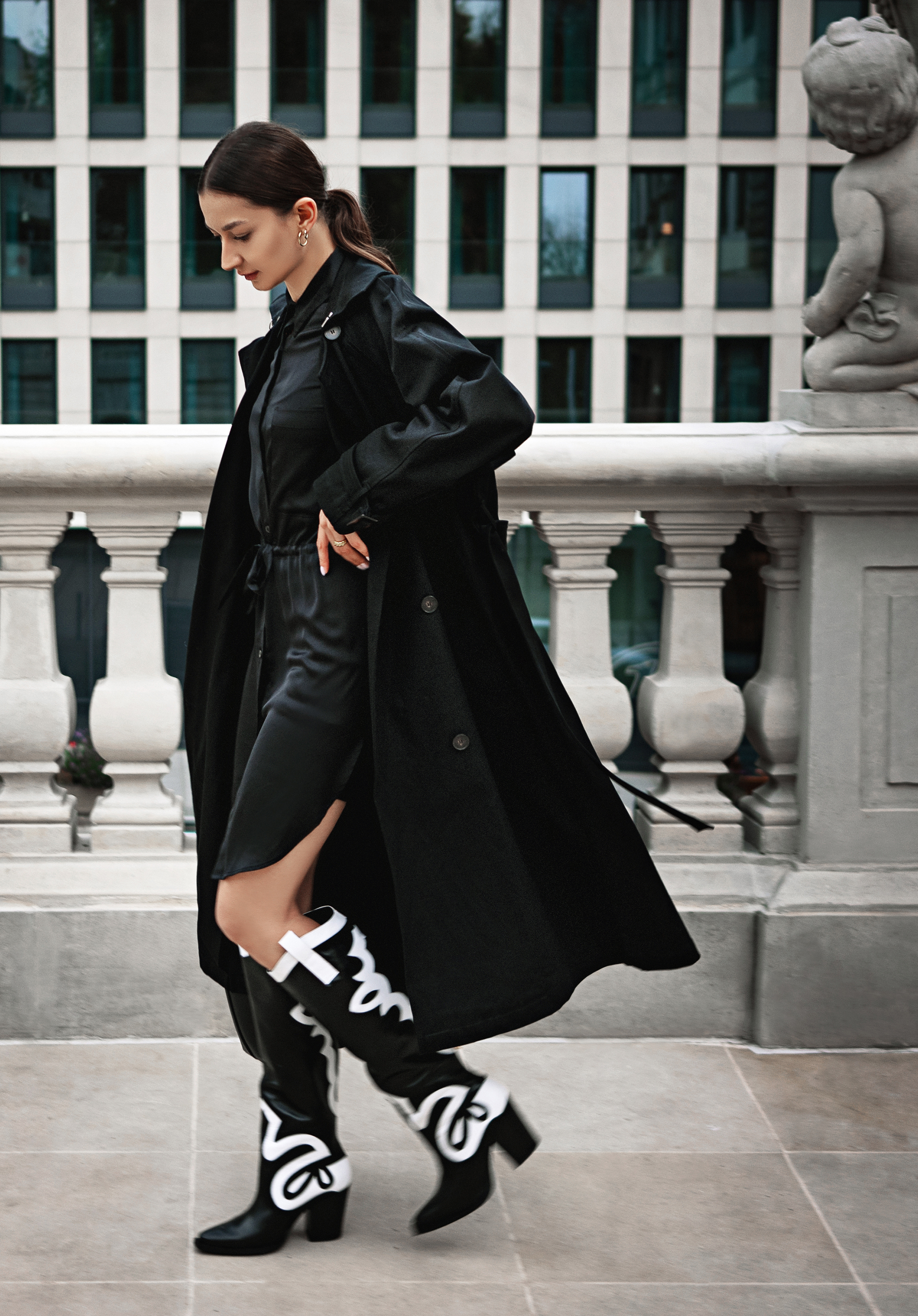 Damskie kowbojki skórzane dwukolorowe