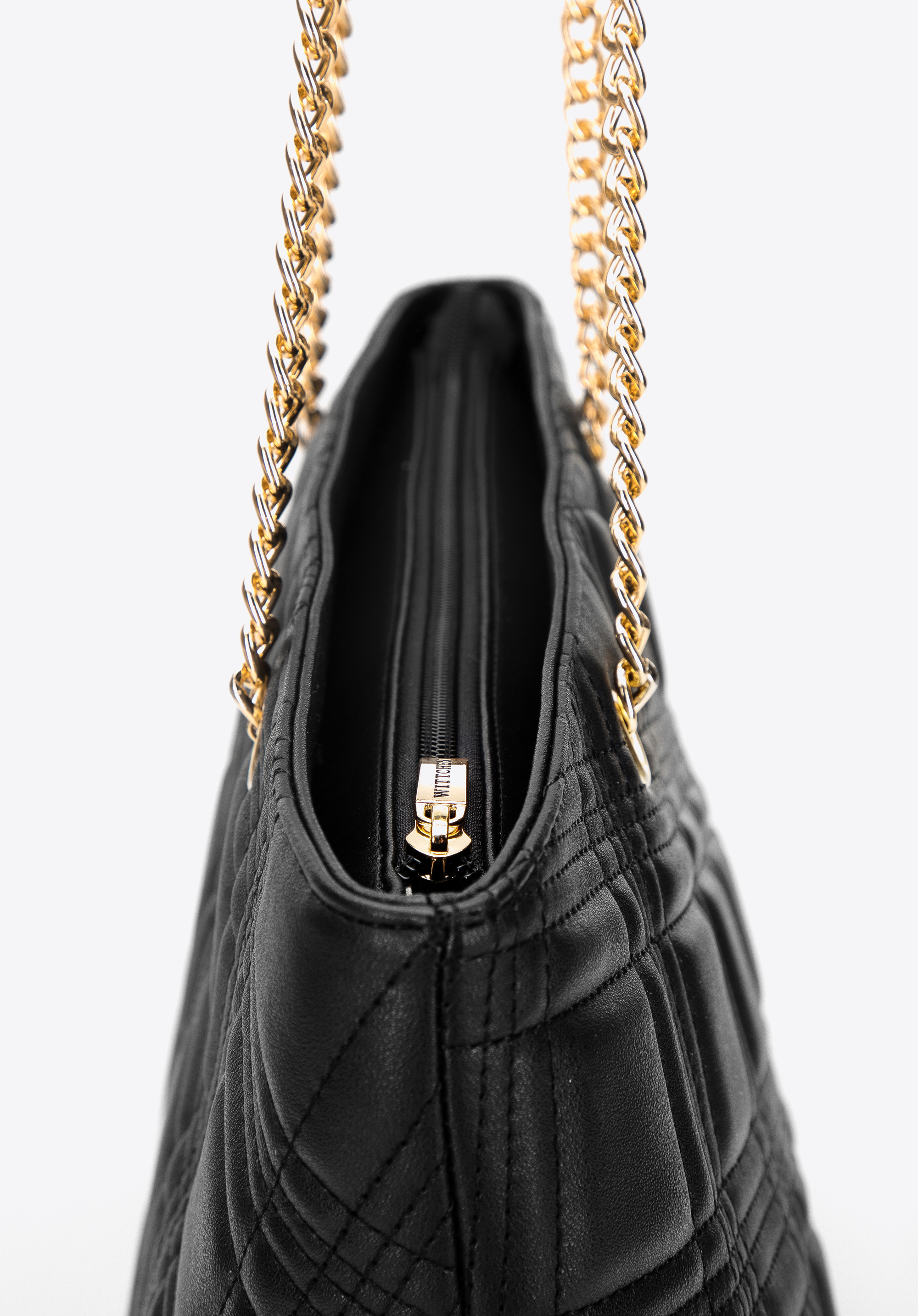 Torebka shopperka z pikowanej ekoskóry na łańcuszku