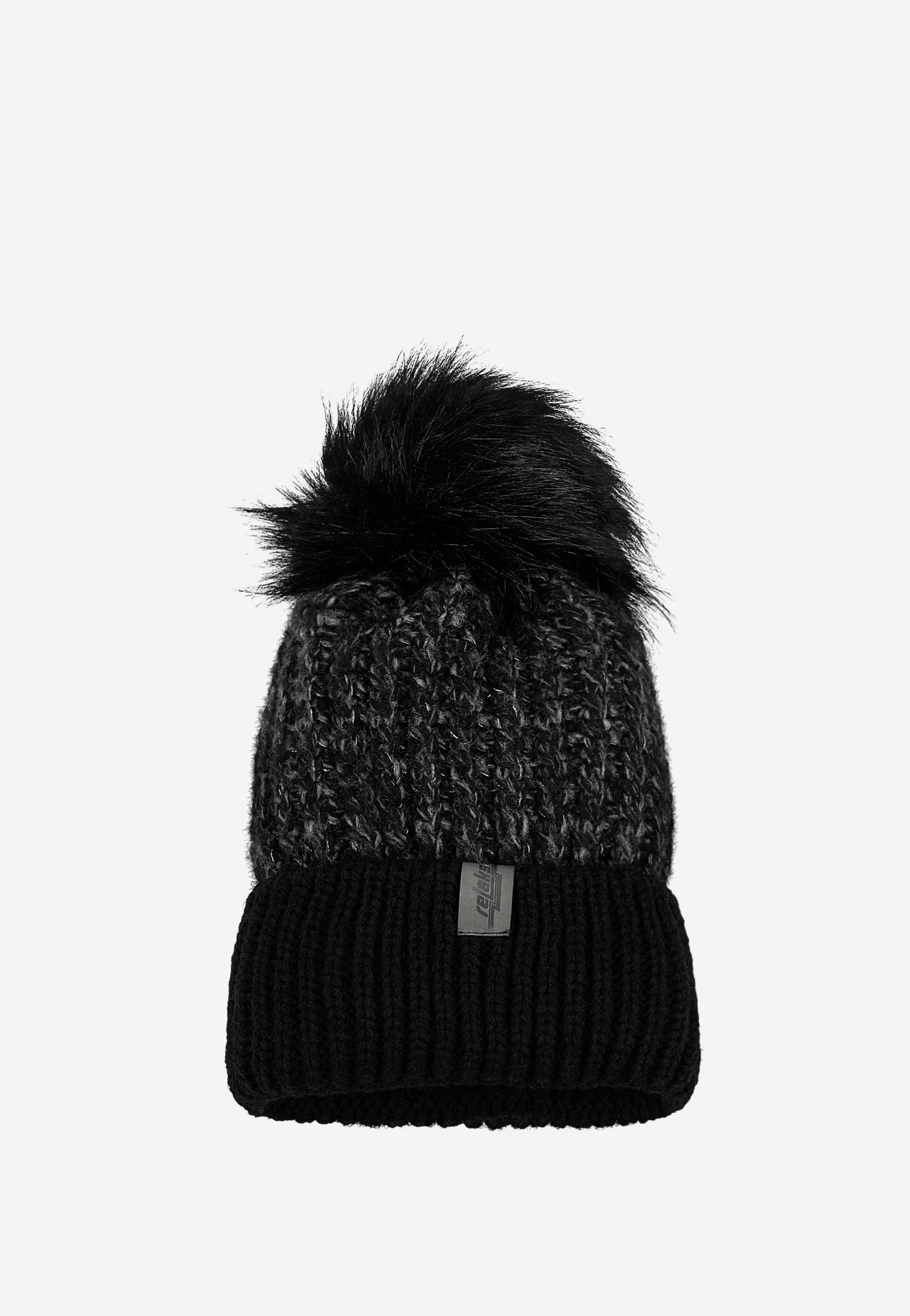 Czarno-szara czapka ze złotą nitką