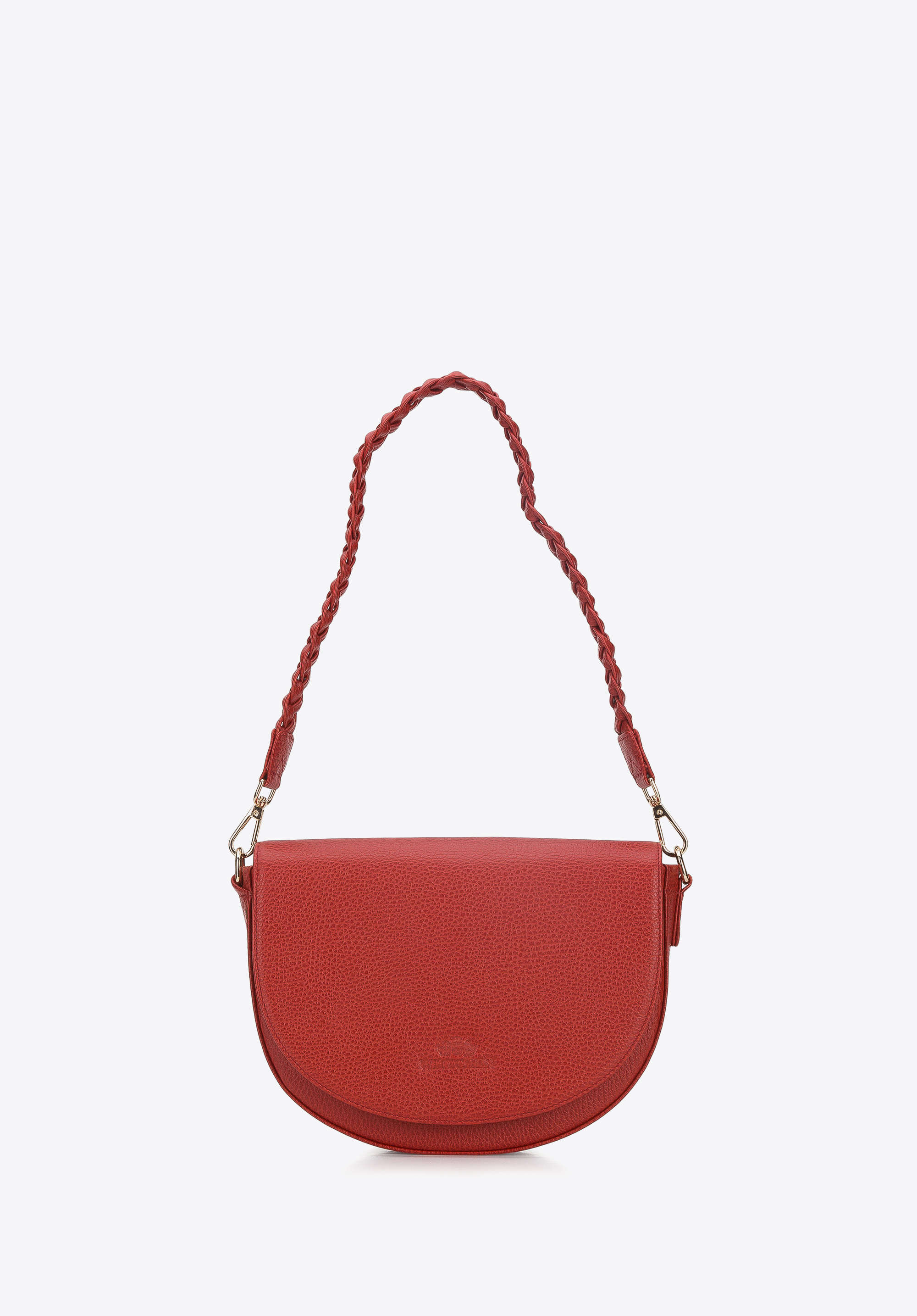 Torebka saddle bag skórzana z plecionym paskiem