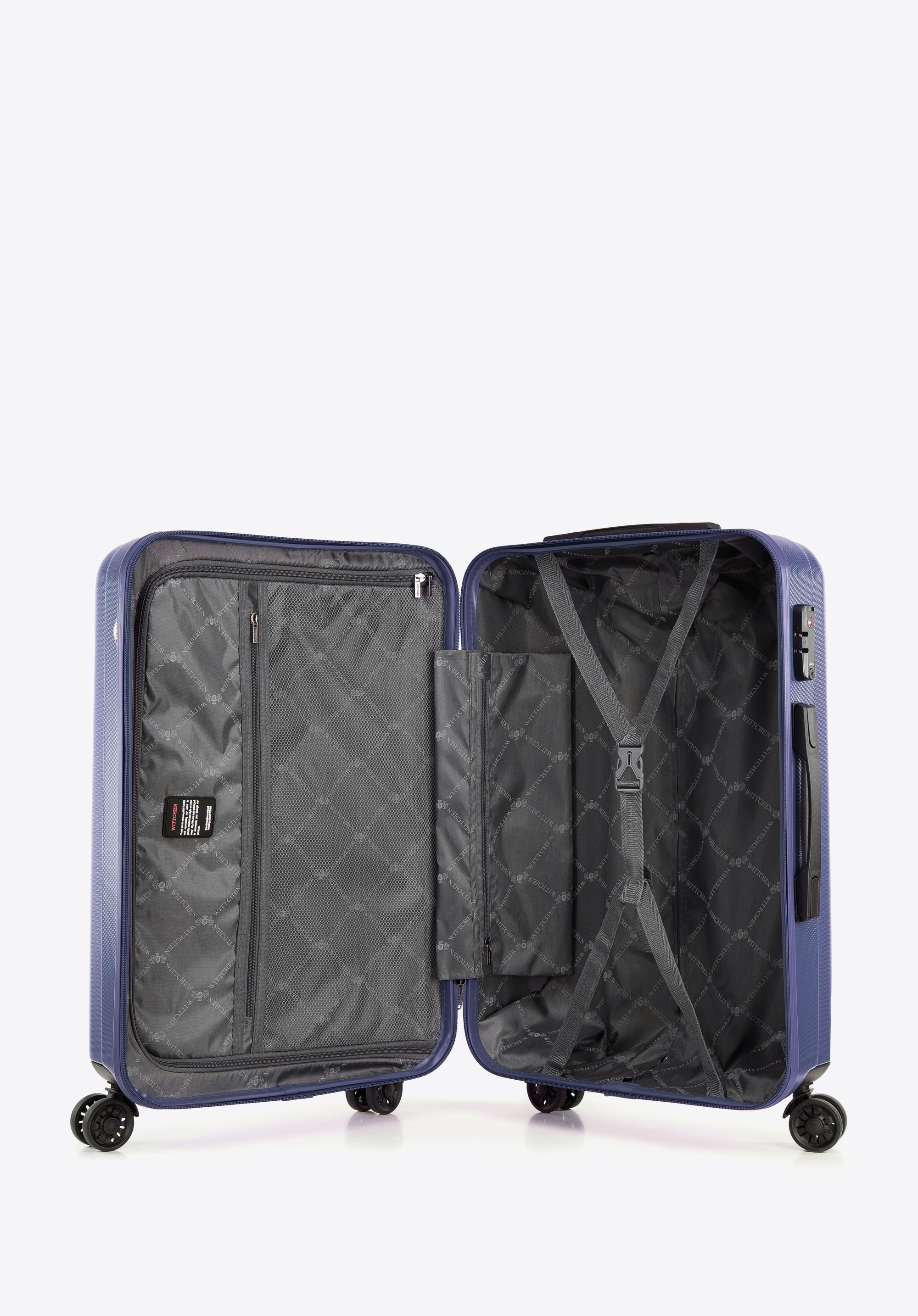 Walizka kabinowa z polikarbonu z pionowymi tłoczeniami