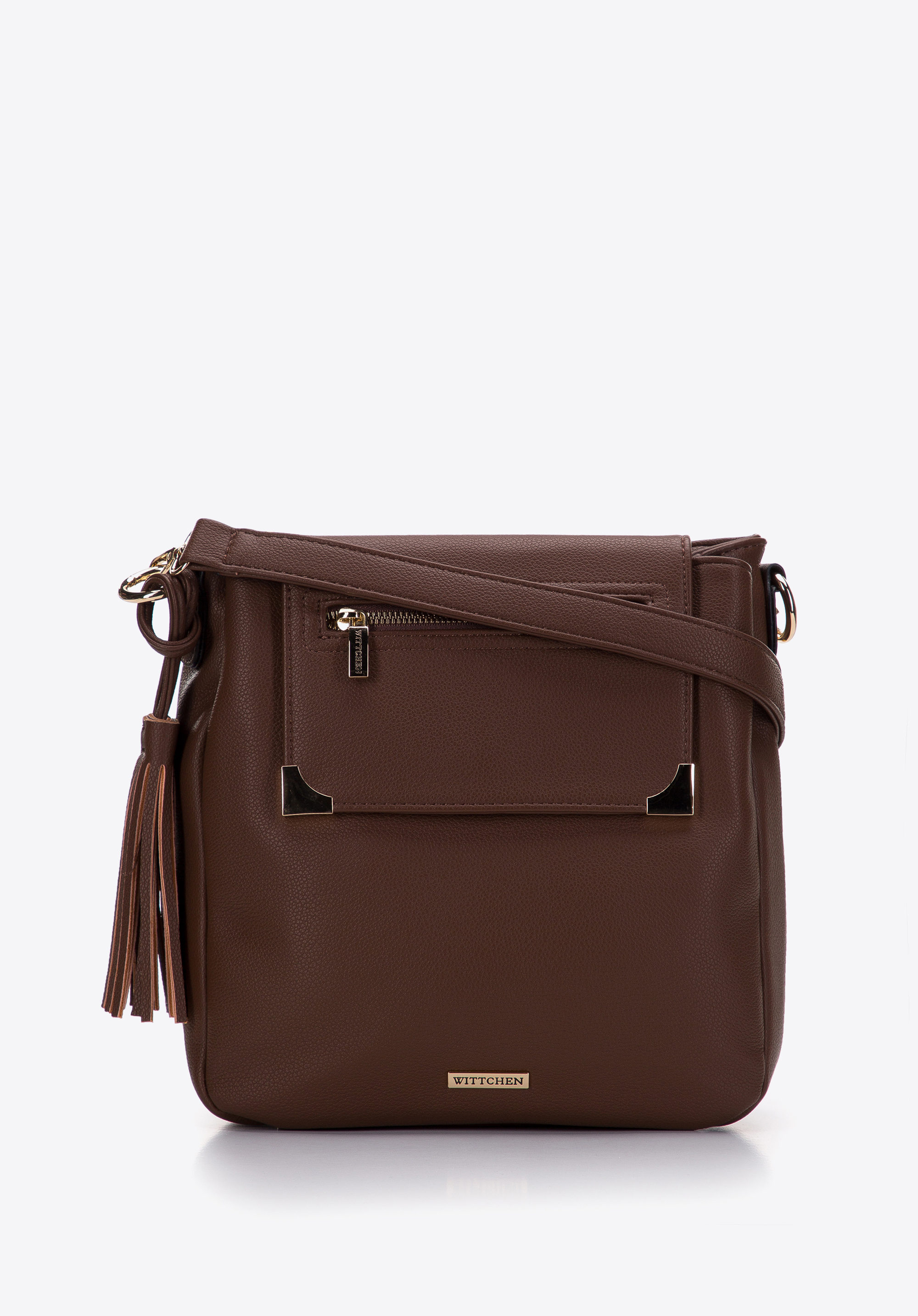 Torebka worek trzykomorowa z klapą z okuciami