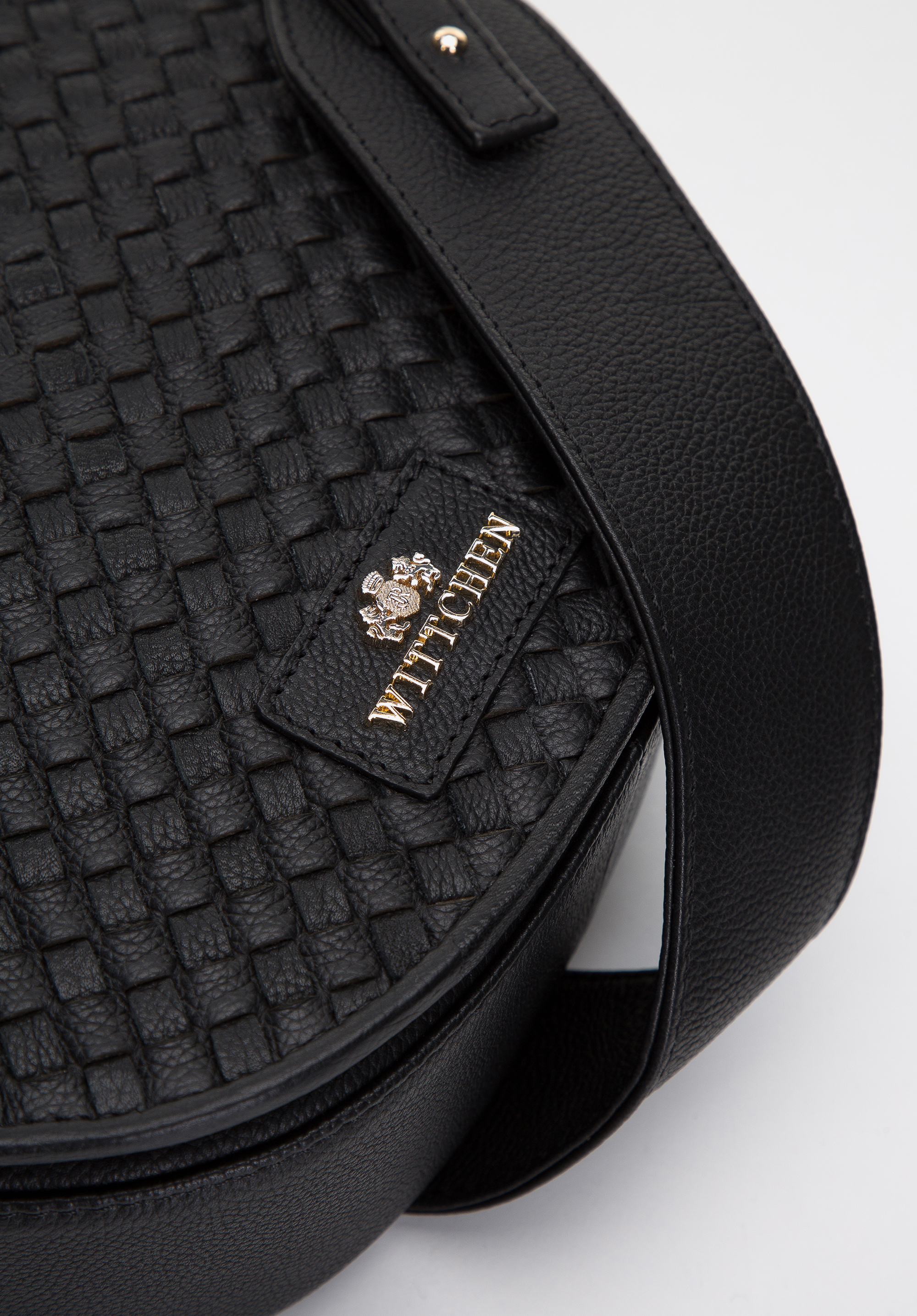 Damska listonoszka skórzana z plecionką na przodzie