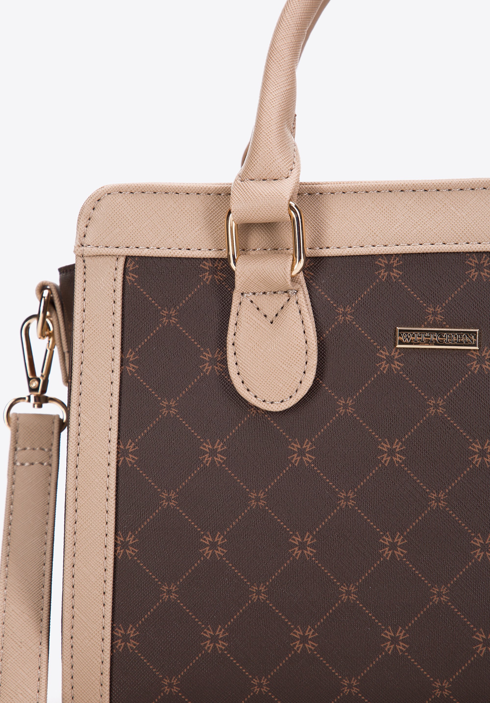 Torebka kuferek z ekoskóry saffiano w monogram