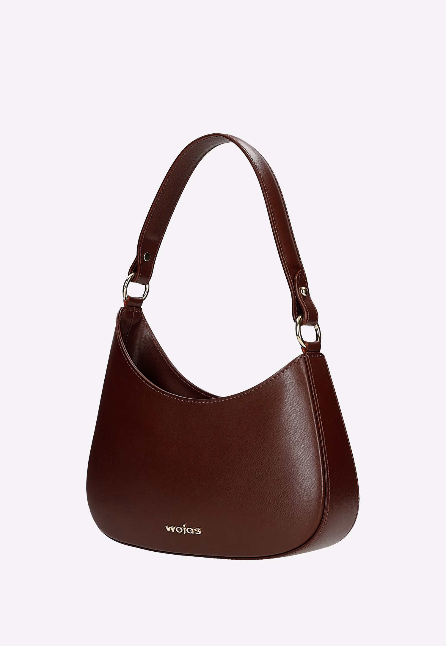 Brązowa skórzana asymetryczna torebka typu bagietka