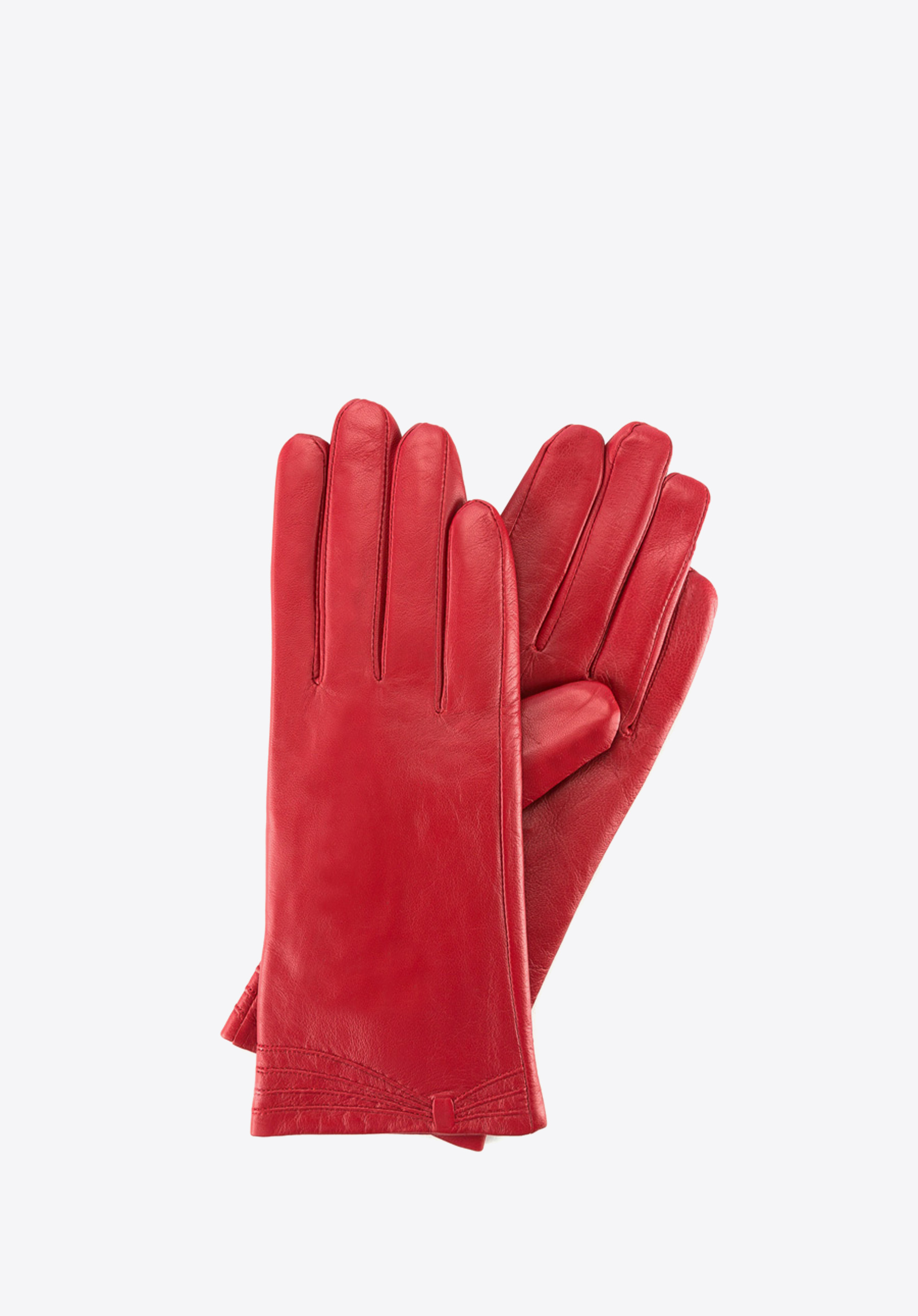 Damskie rękawiczki ze skóry z przeszyciami