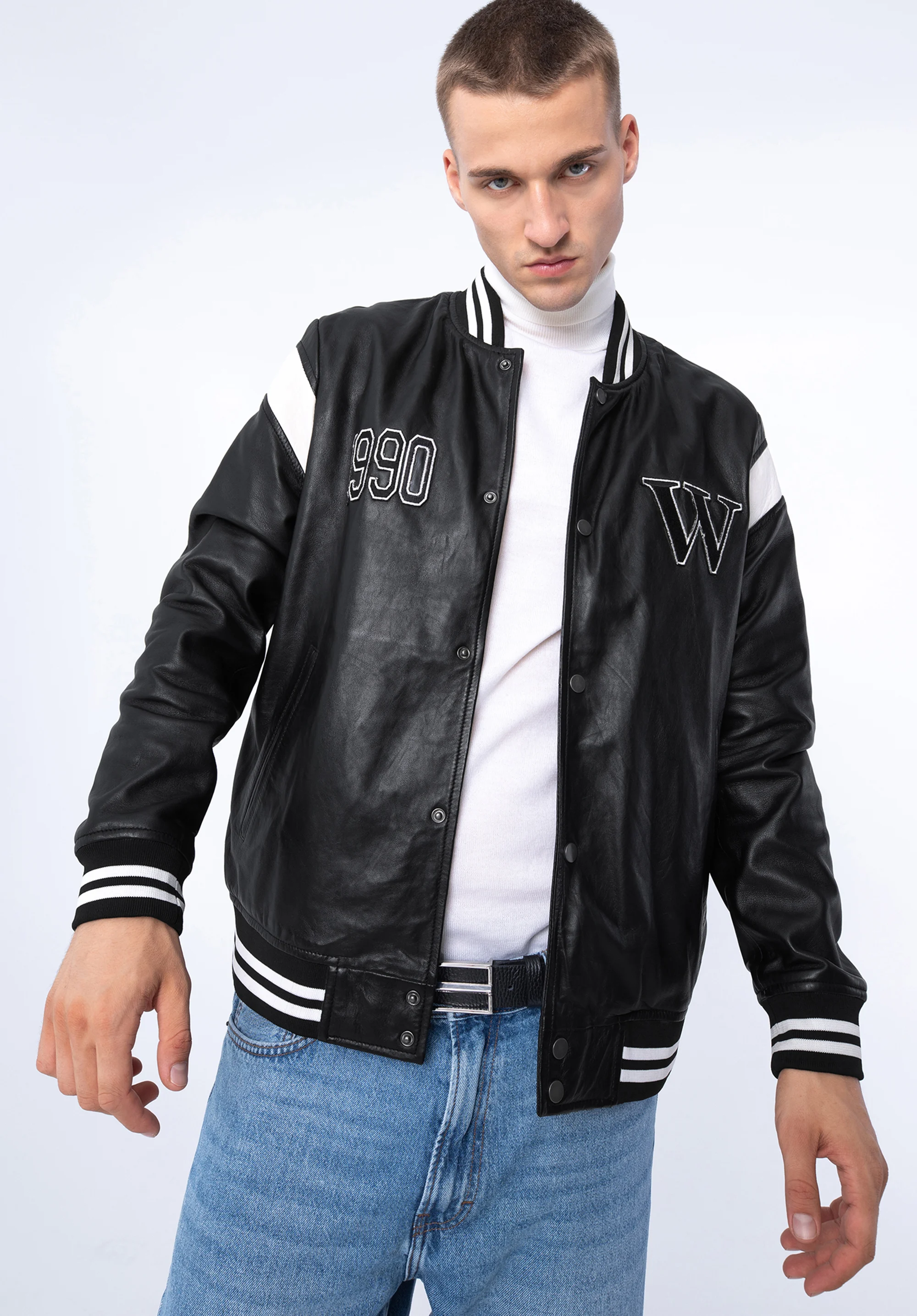 Kurtka bejsbolówka skórzana uniseks