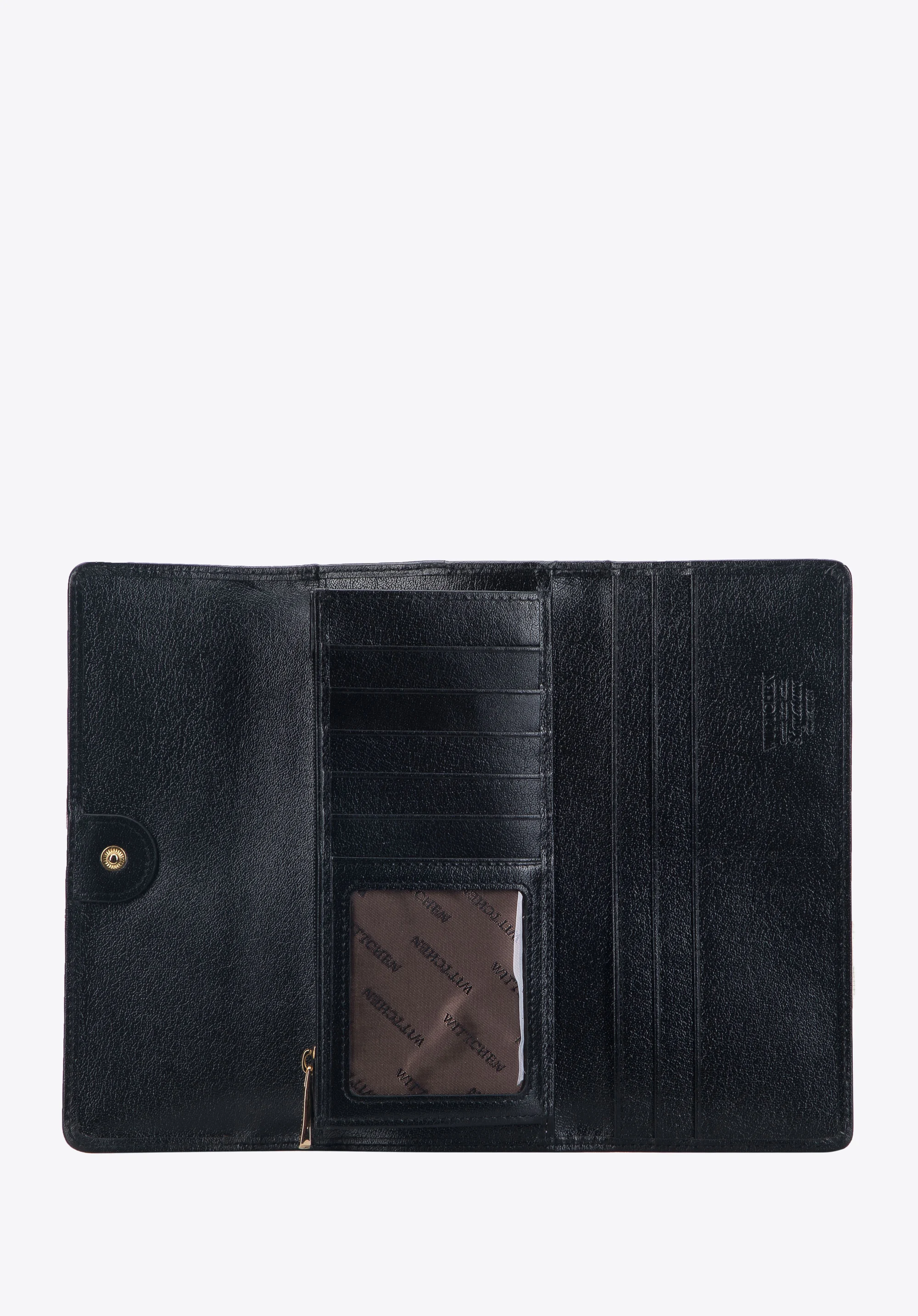 Damski portfel z lakierowanej skóry z monogramem