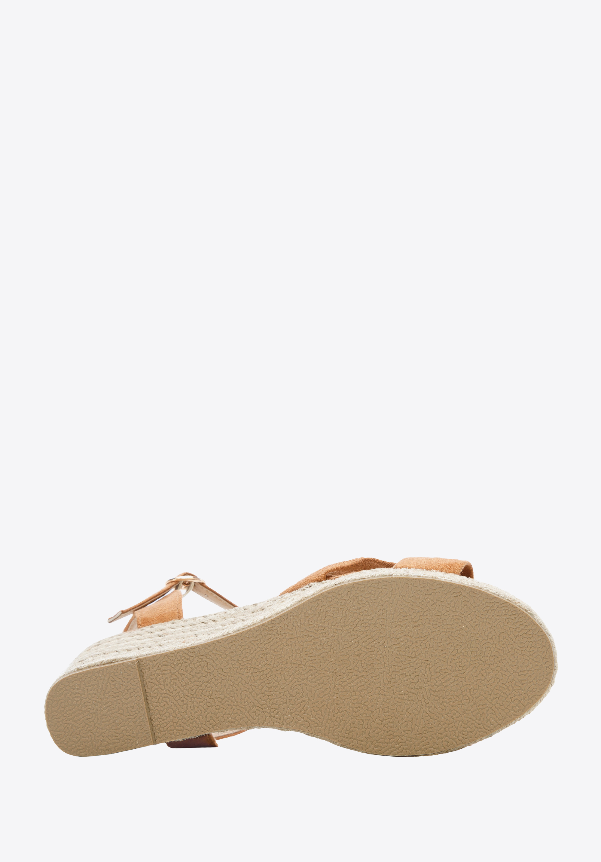 Damskie sandały na koturnie z ozdobnym supełkiem