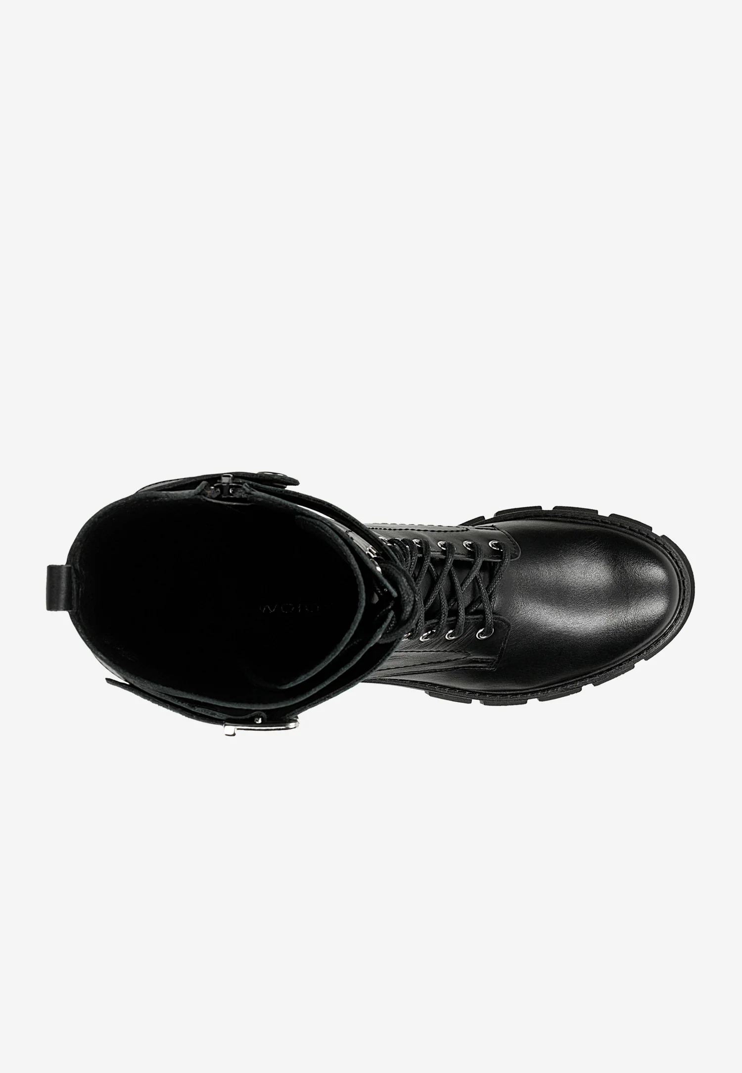 Czarne wysokie trzewiki biker