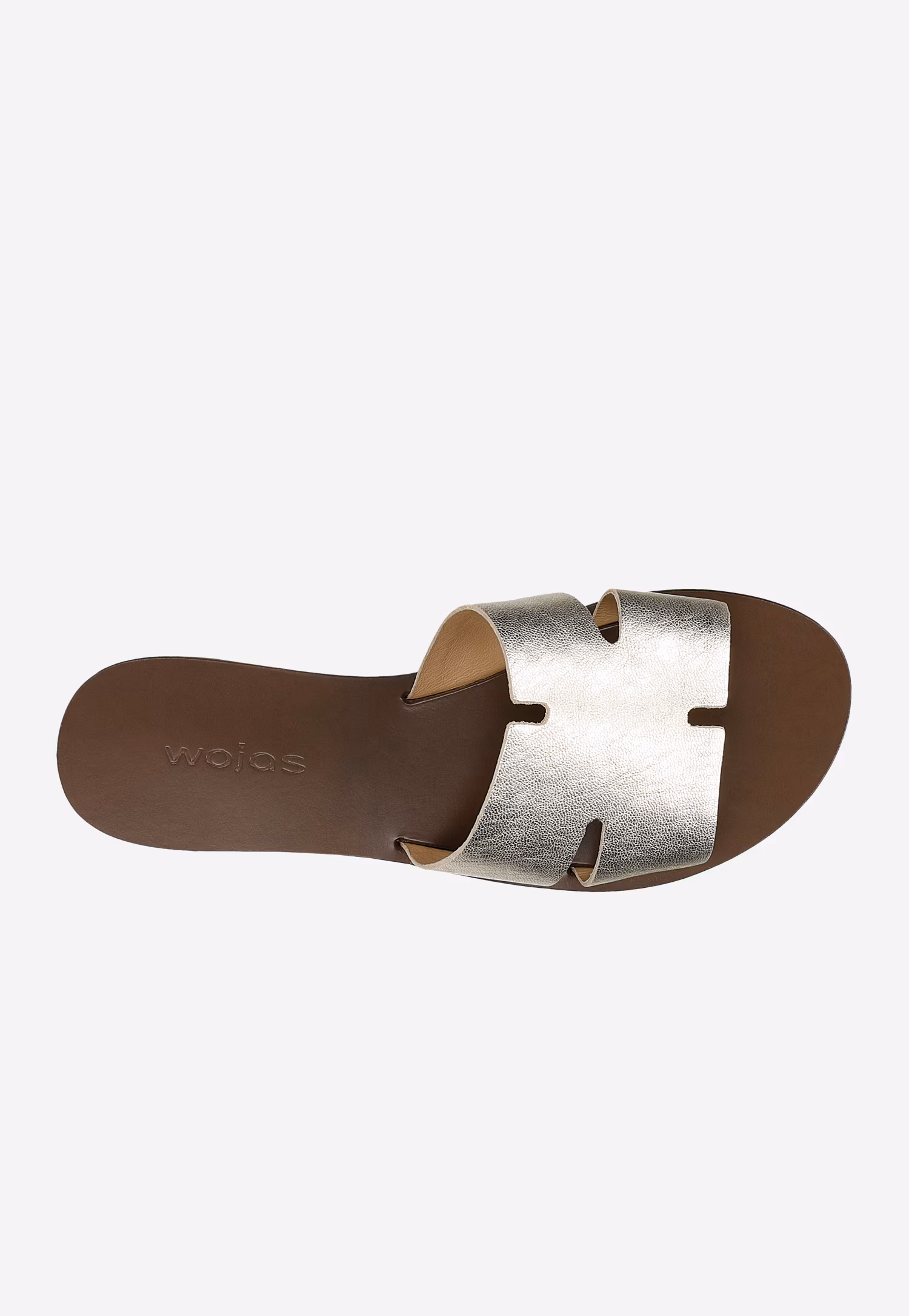 Złote klapki damskie na ciemnej płaskiej podeszwie