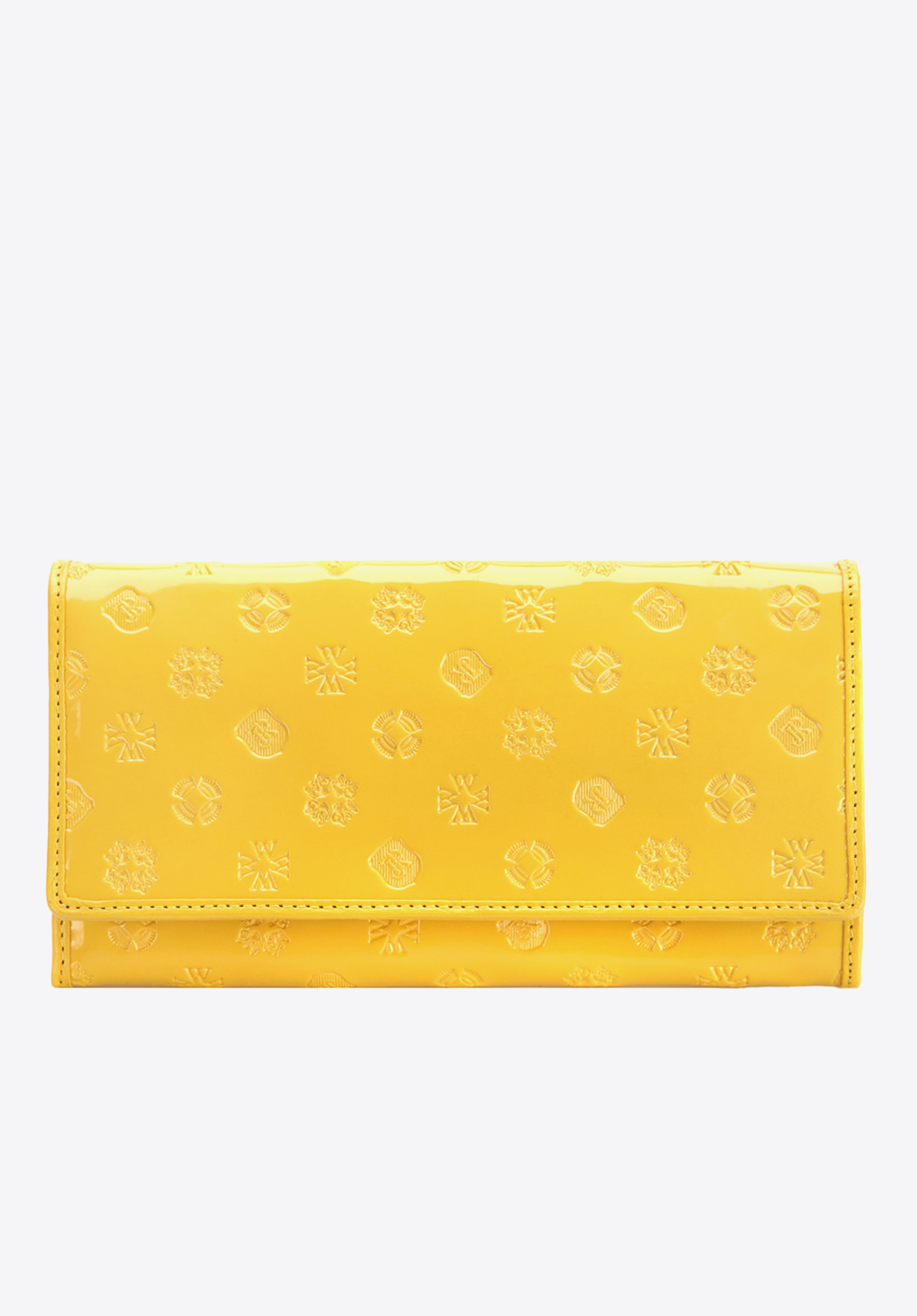 Damski portfel skórzany lakierowany z monogramem