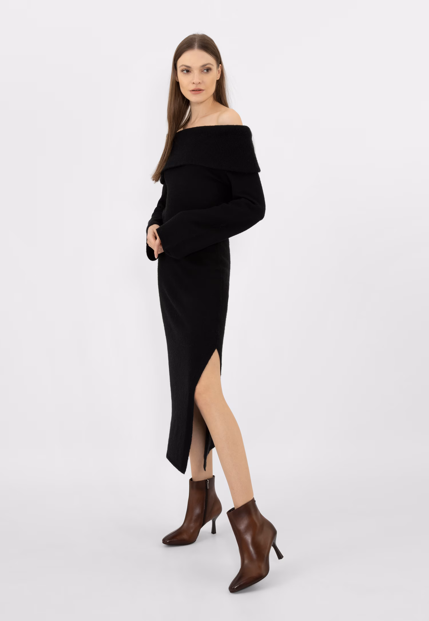 Czarne eleganckie botki damskie na szpilce