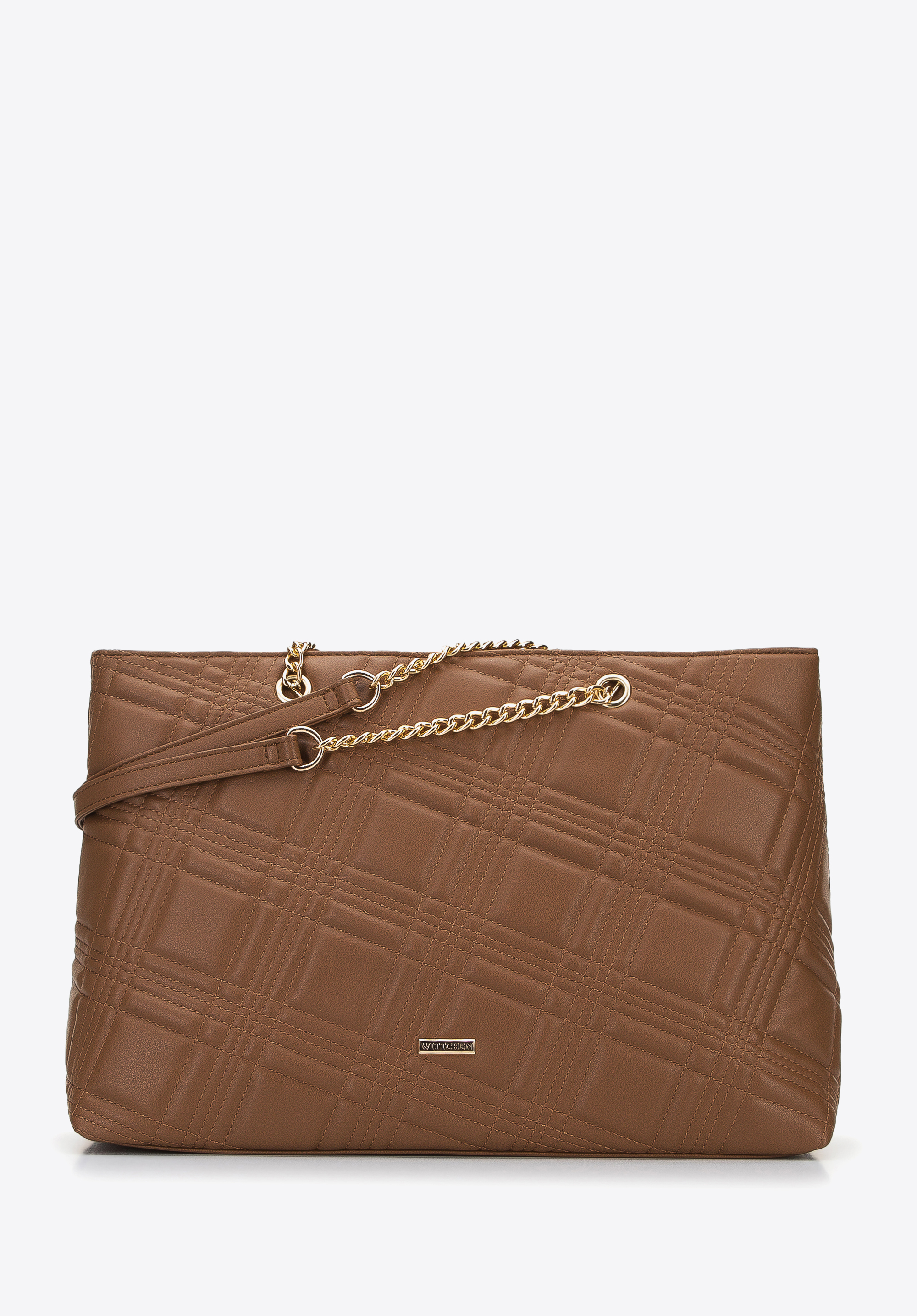 Torebka shopperka z pikowanej ekoskóry na łańcuszku