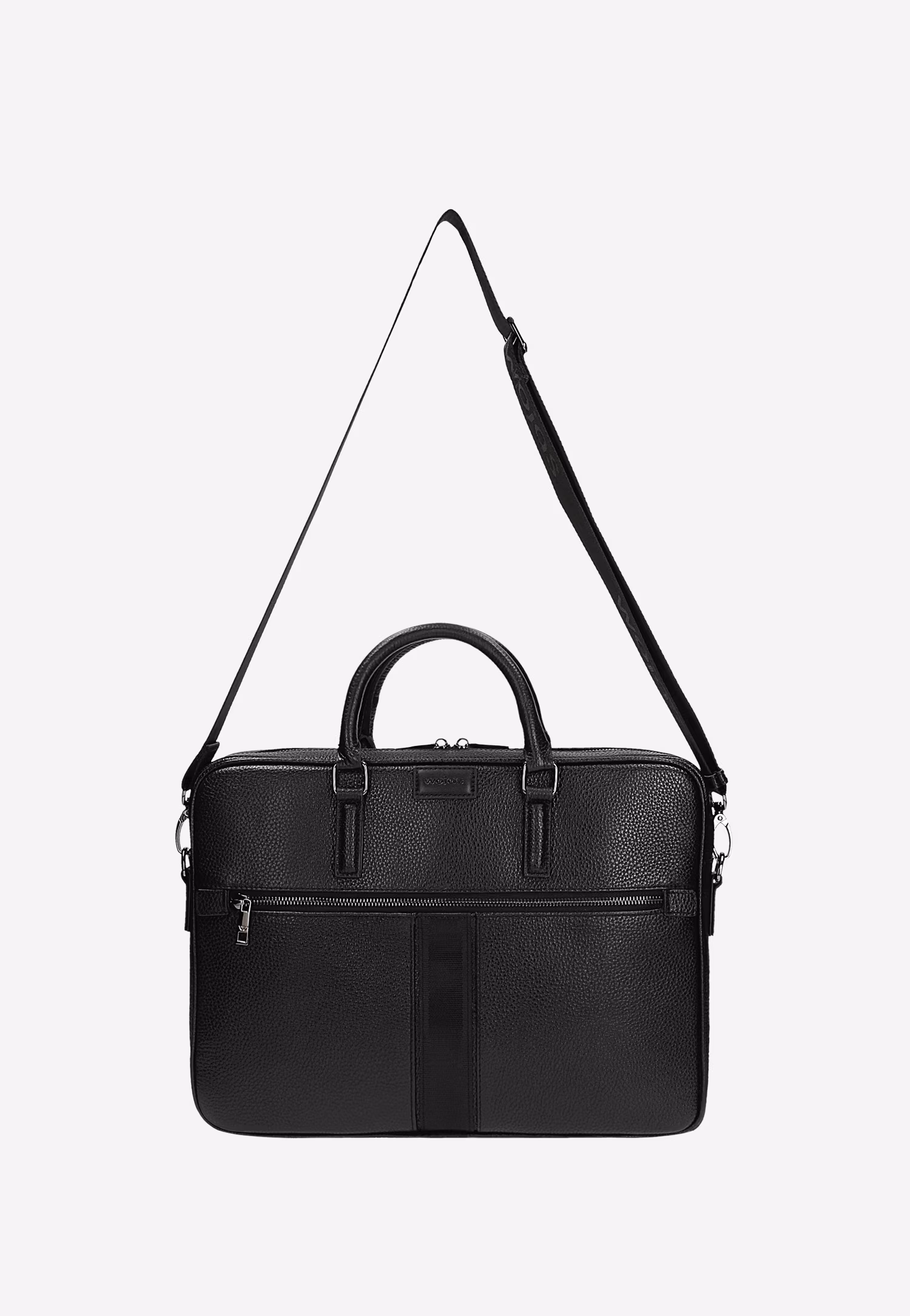 Czarna skórzana torba męska z dodatkową kieszonką na zamek