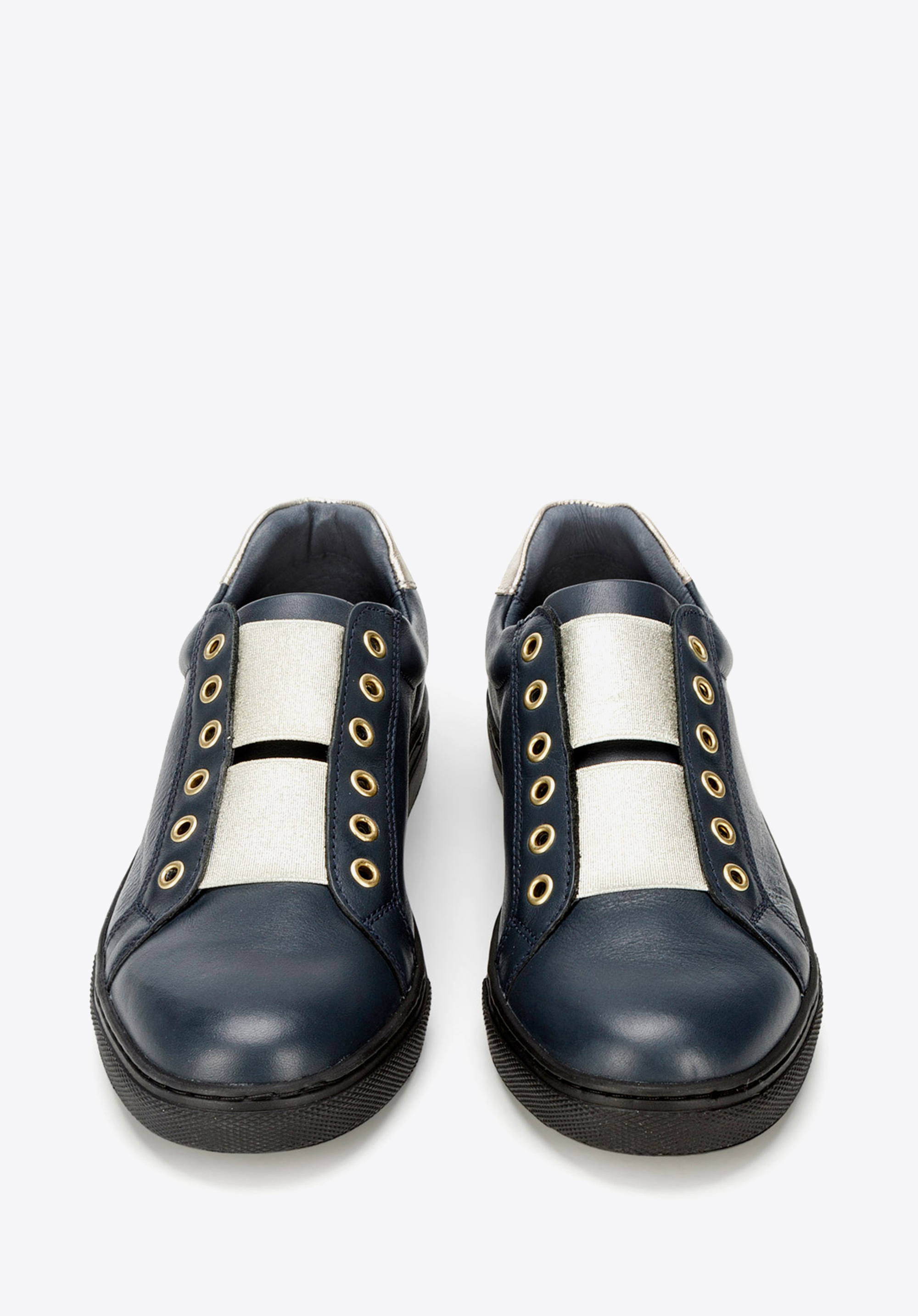 Damskie sneakersy skórzane na gumkę