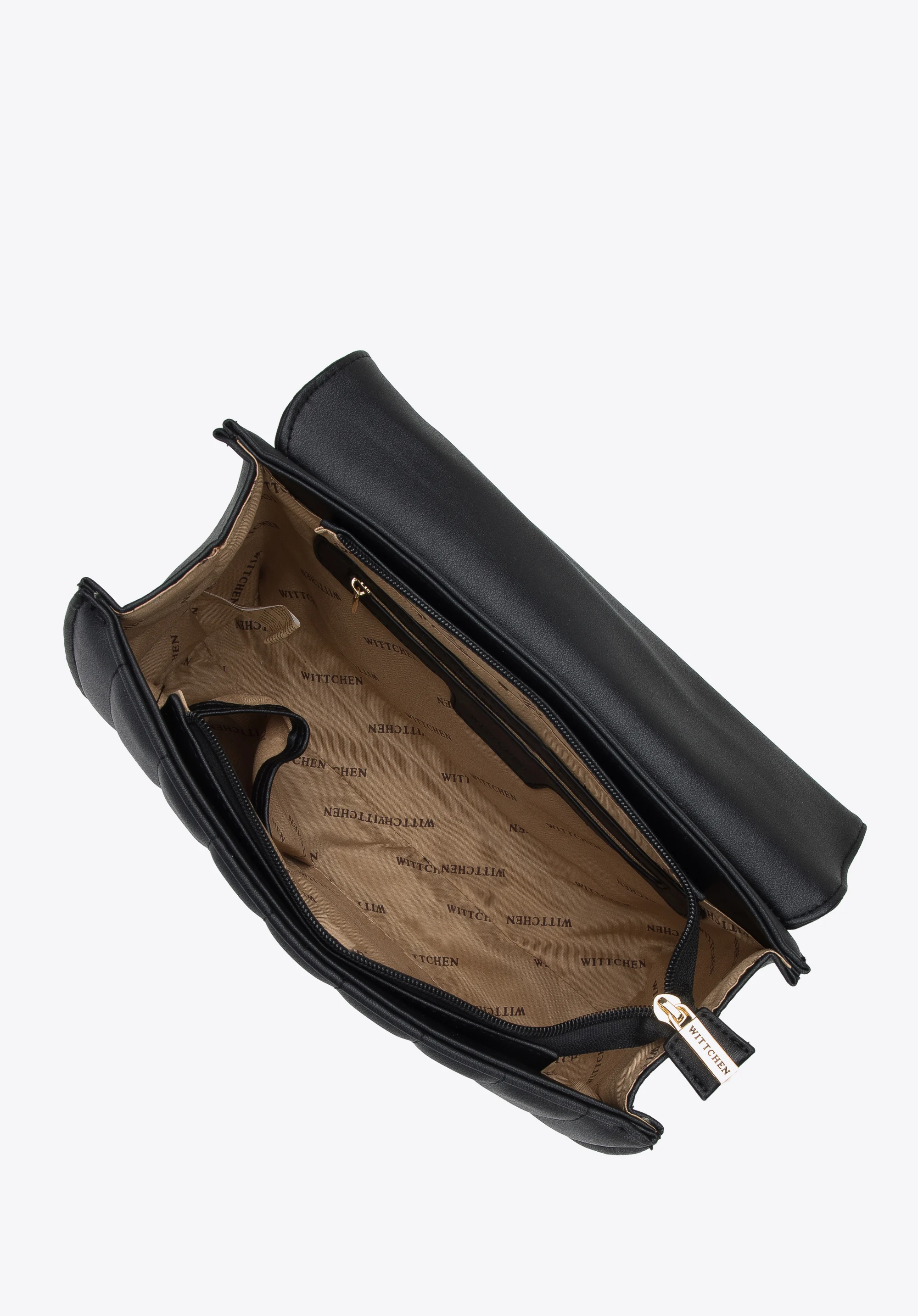 Torebka kuferek z pikowanej ekoskóry z nitami