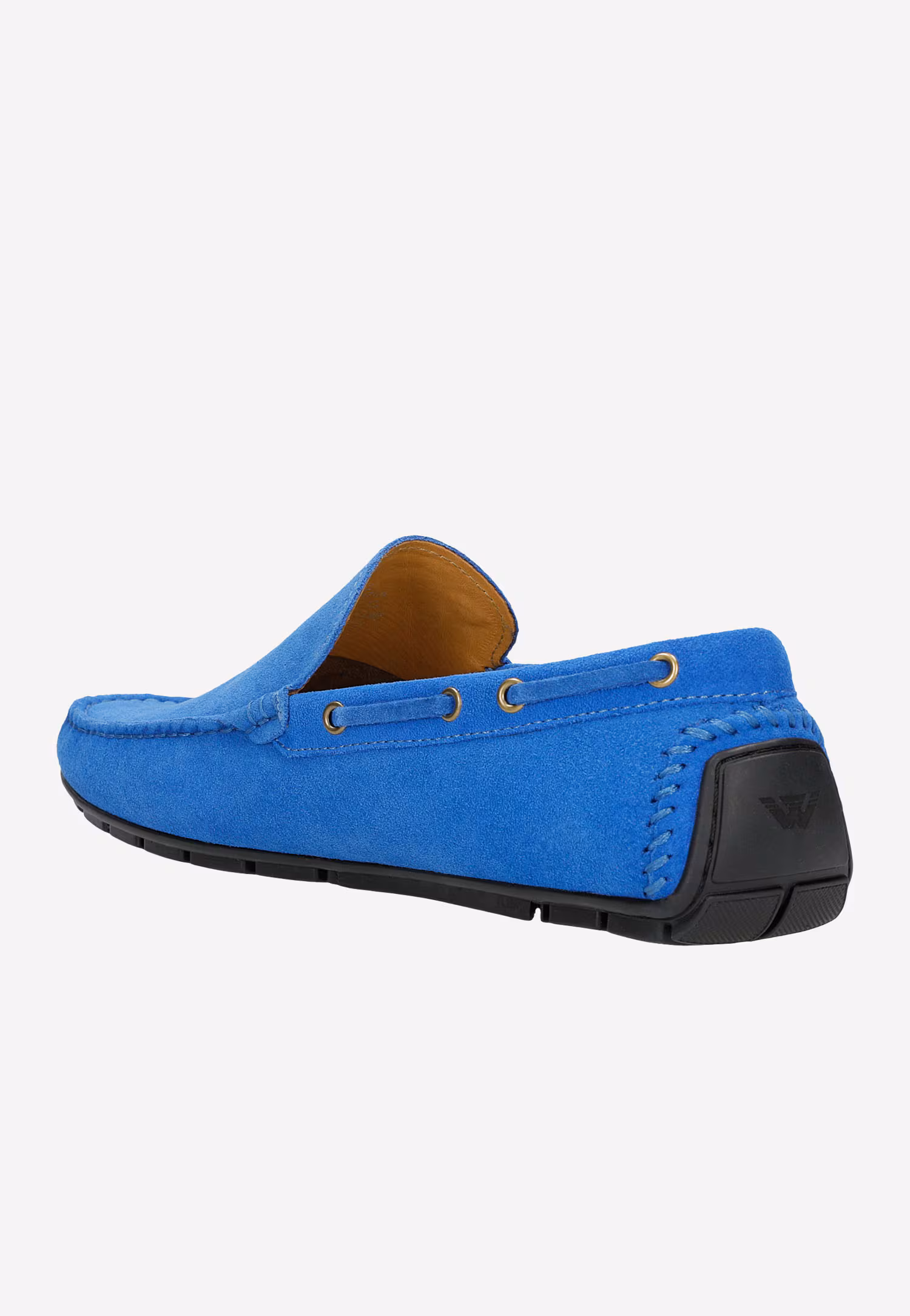 Niebieskie półbuty typu mokasyny z dwoiny welurowej