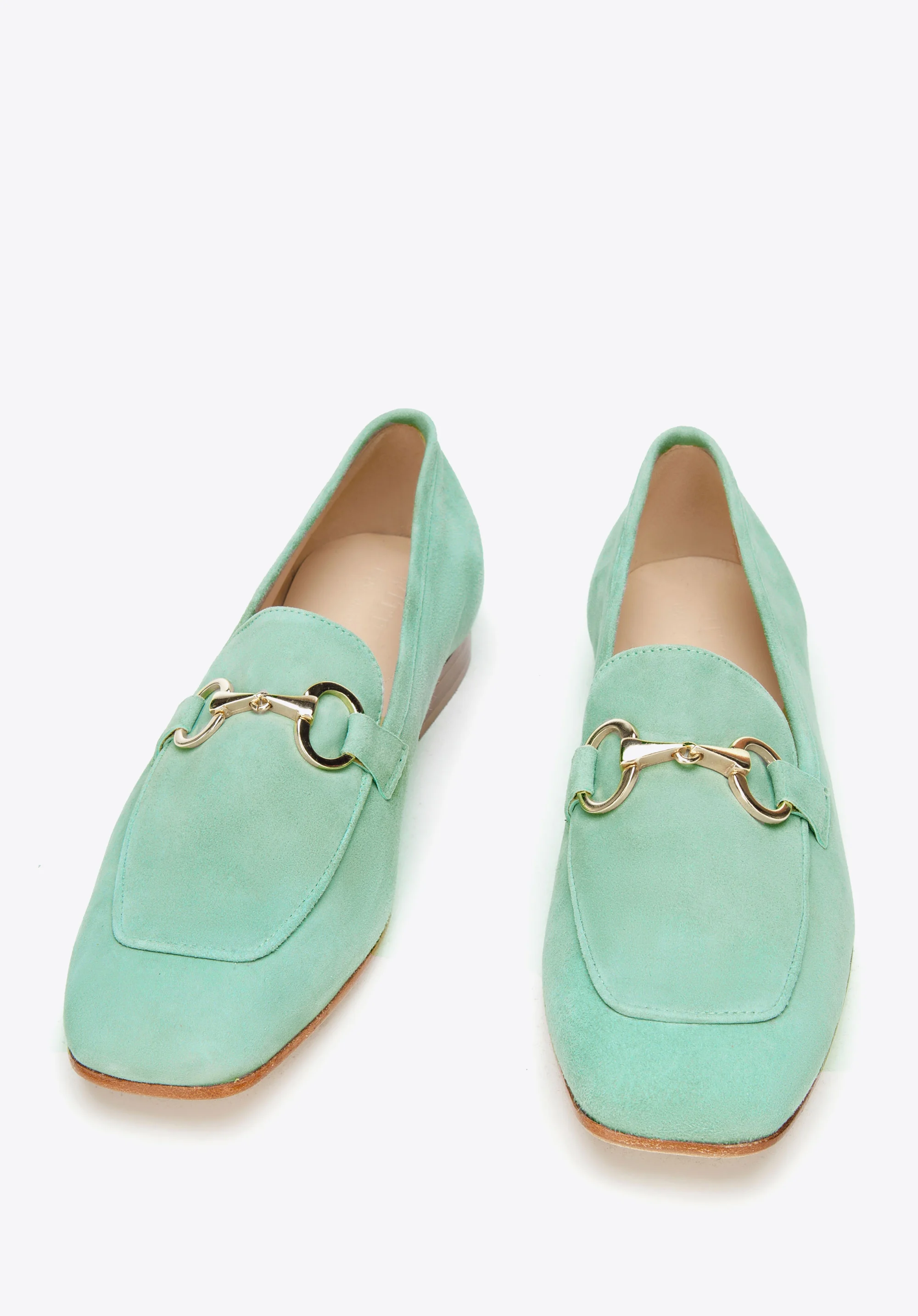 Damskie mokasyny zamszowe z kwadratowym noskiem i wędzidłem