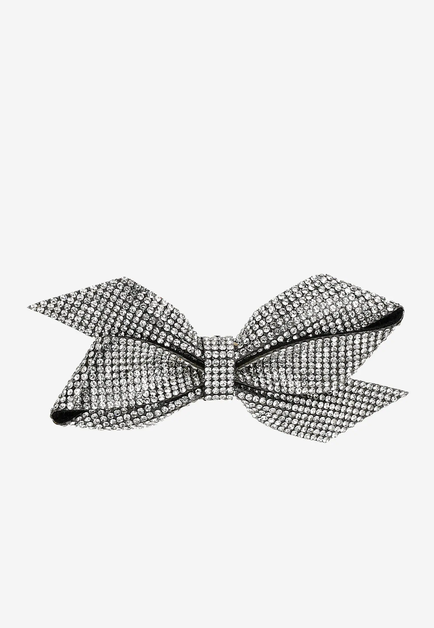 Odpinane klipsy do butów w formie srebrnych kokardek z cyrkoniami