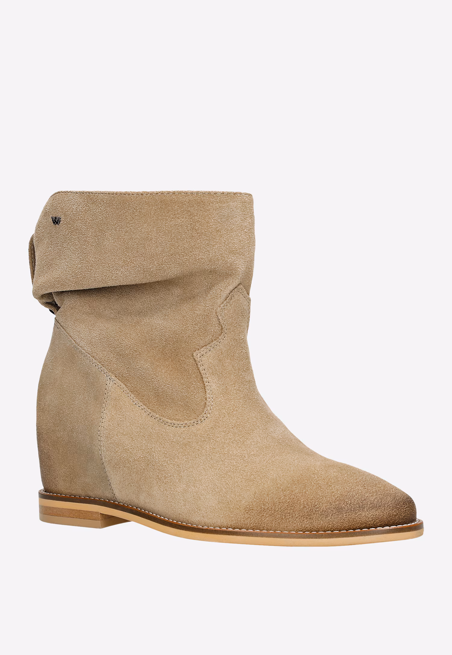 Beżowe botki damskie z ukrytą koturną