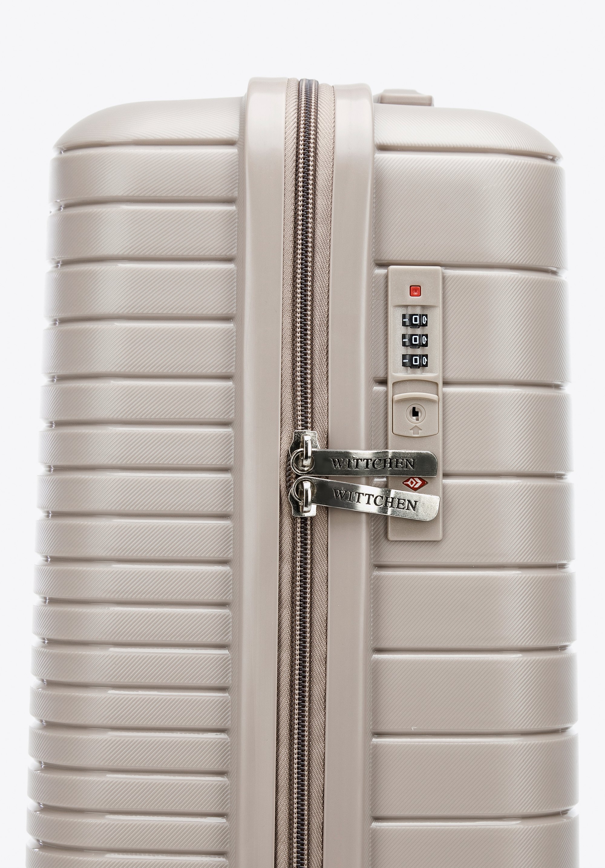 Walizka kabinowa z polipropylenu z błyszczącymi paskami